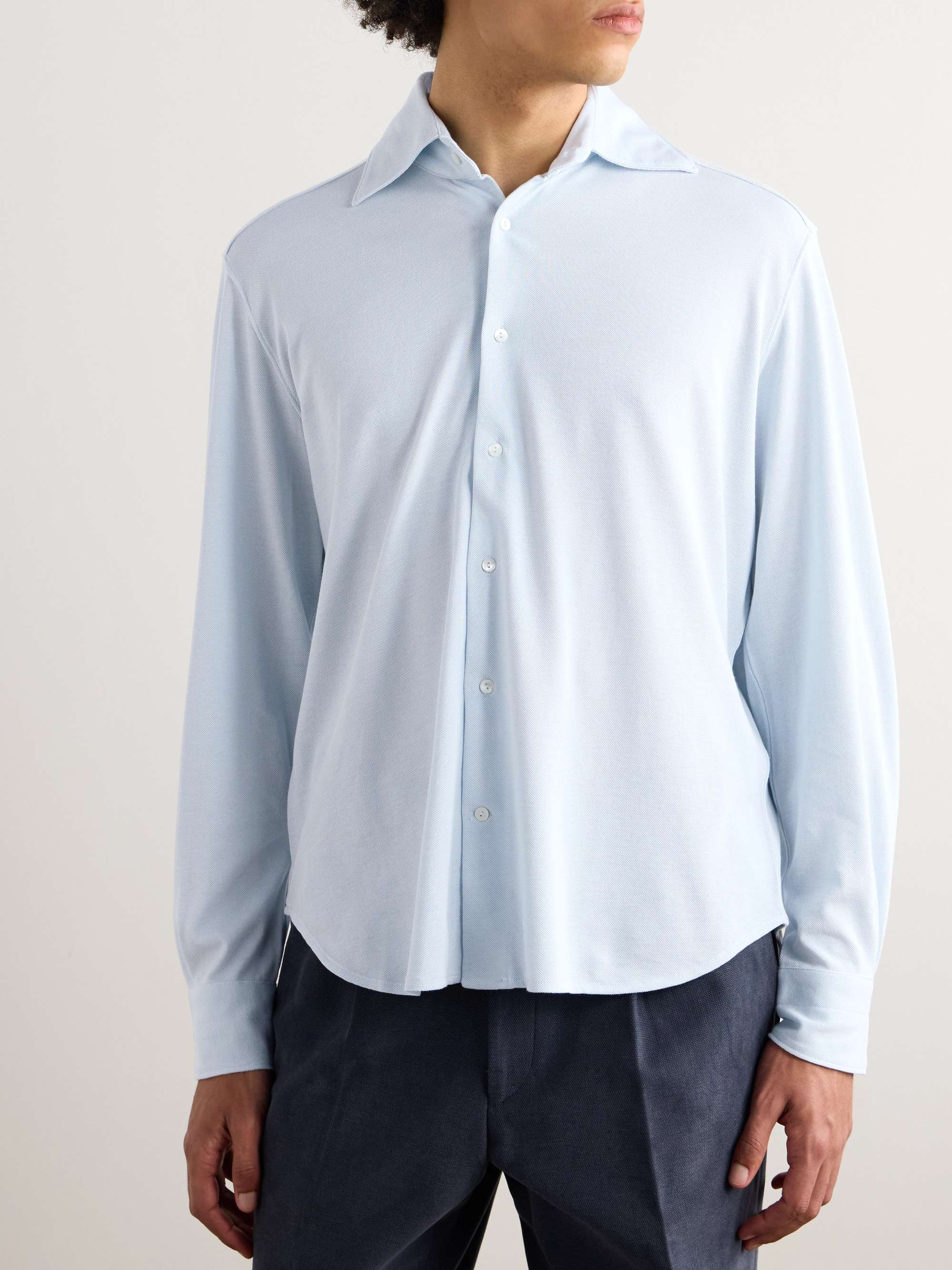 Cotton and Silk-Blend Polo Shirt view