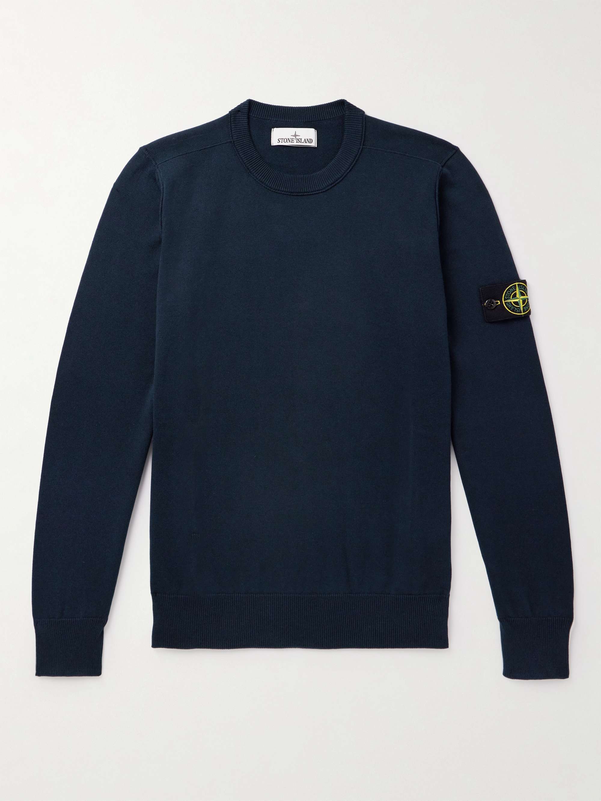 Logo-Appliquéd Knitted Cotton Sweater view