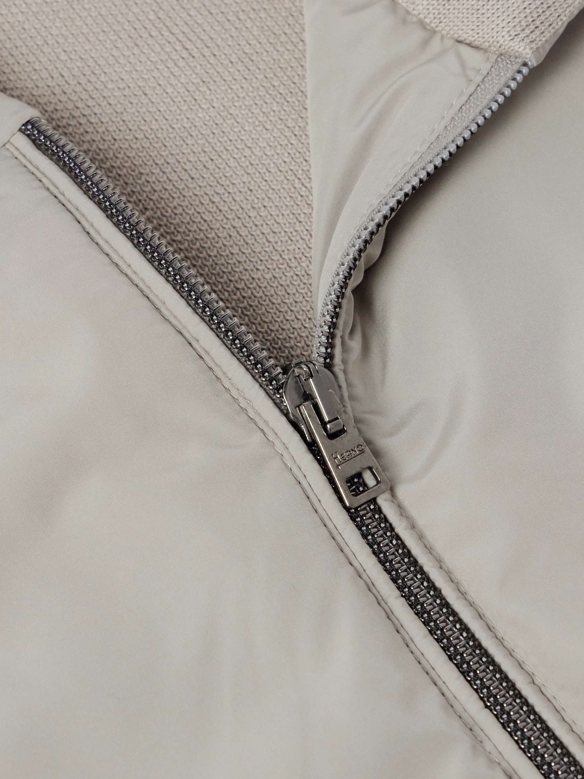 Waffle-Knit Cotton and Shell Hooded Jacket view