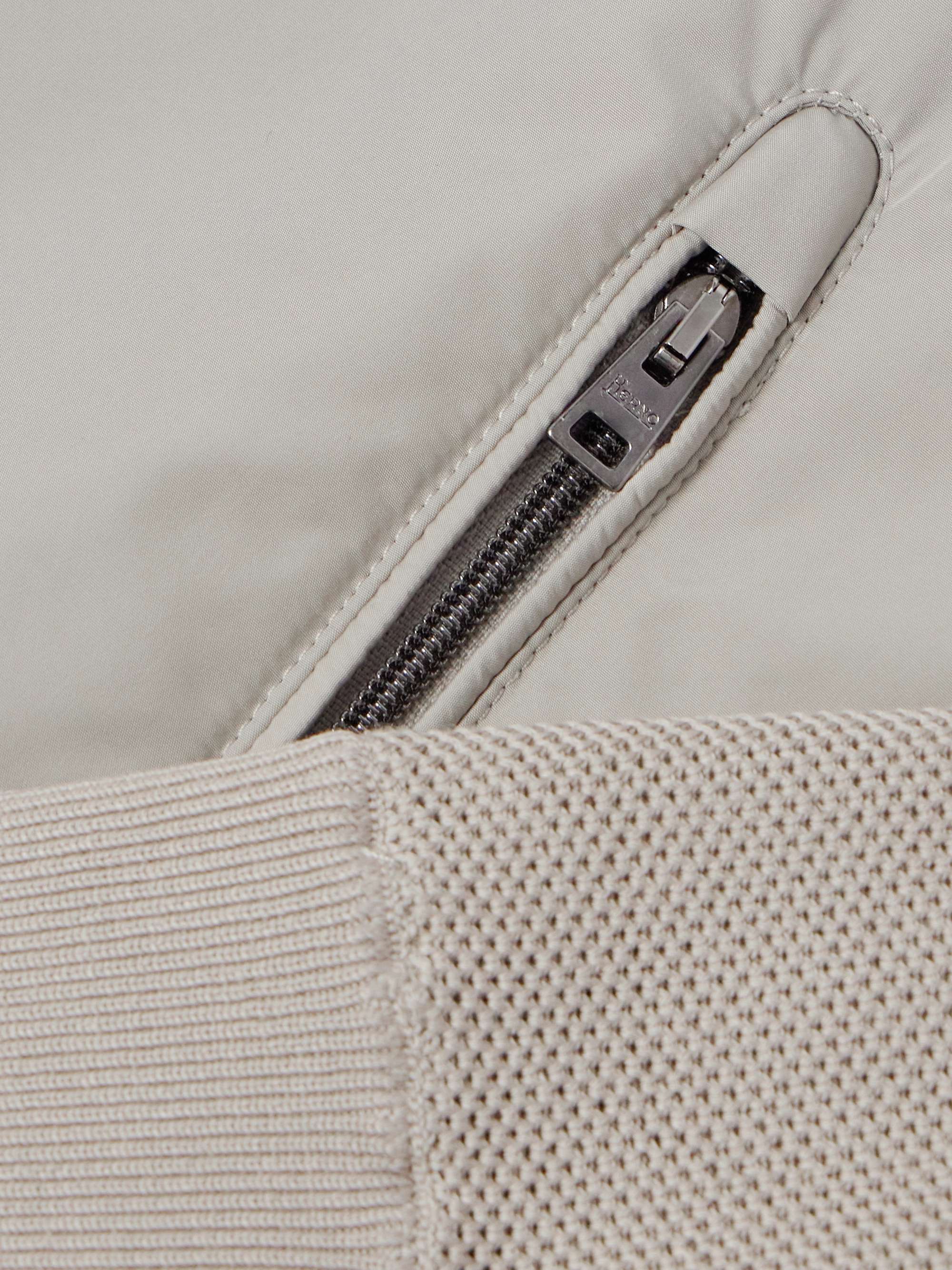 Waffle-Knit Cotton and Shell Hooded Jacket view