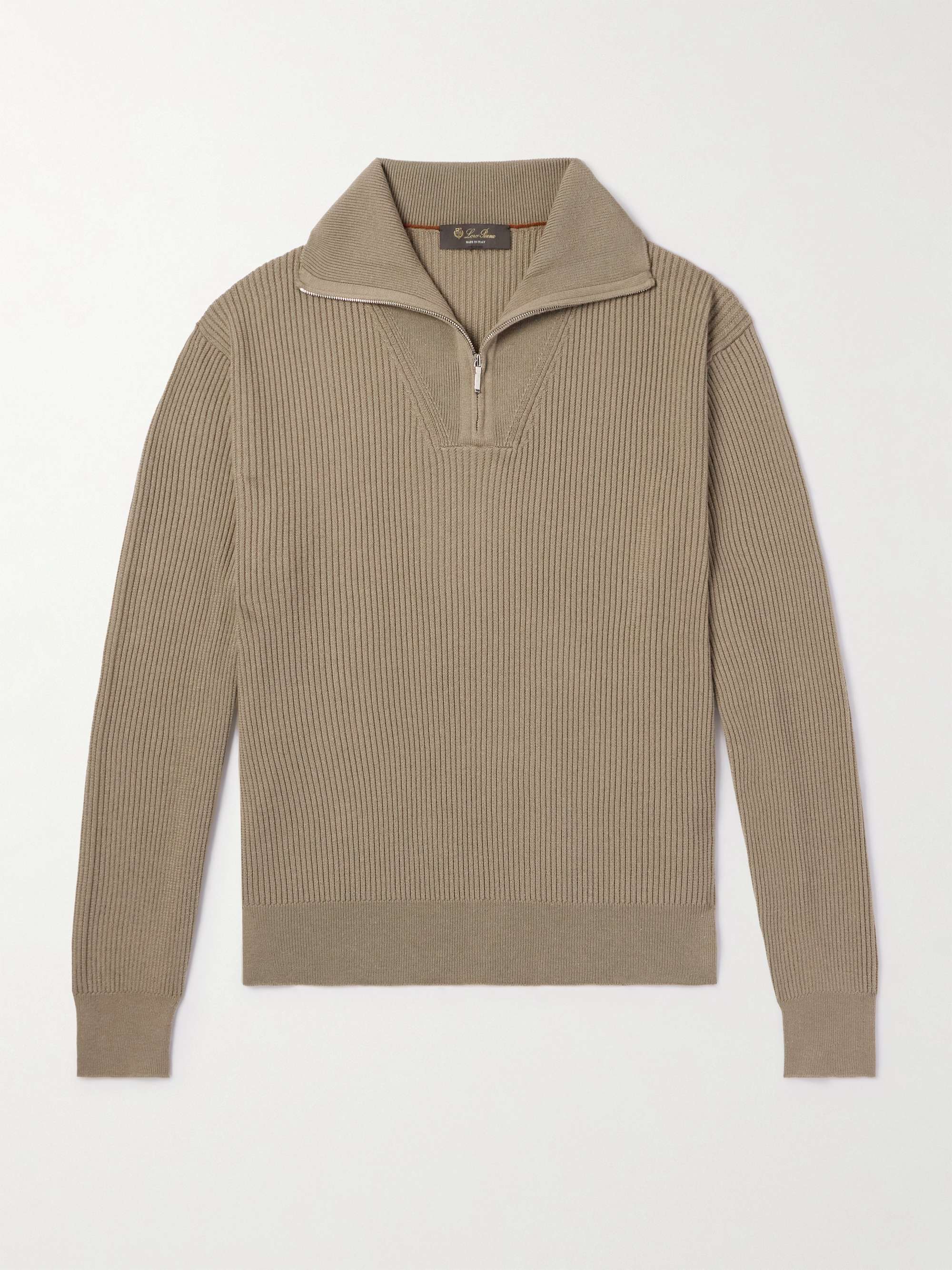 Akan Ribbed Cashmere and Silk-Blend Half-Zip Sweater view