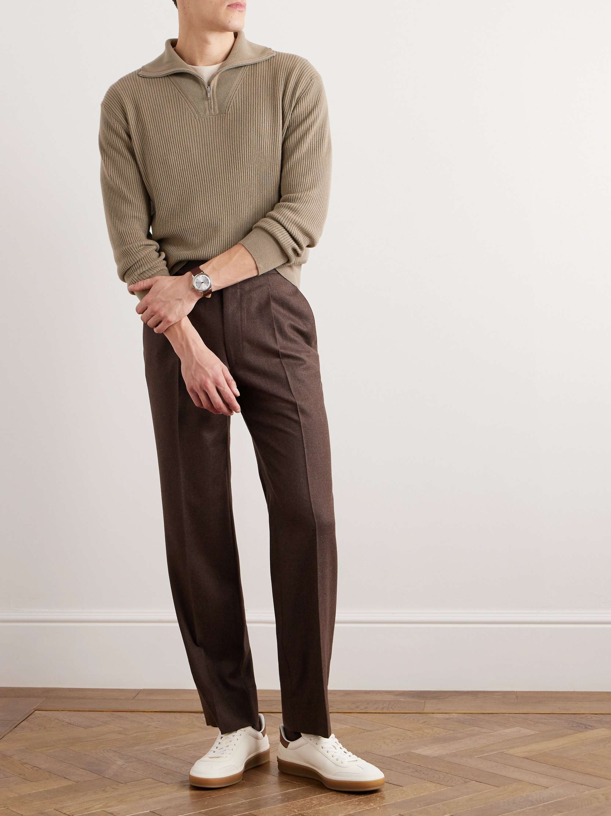 Akan Ribbed Cashmere and Silk-Blend Half-Zip Sweater view