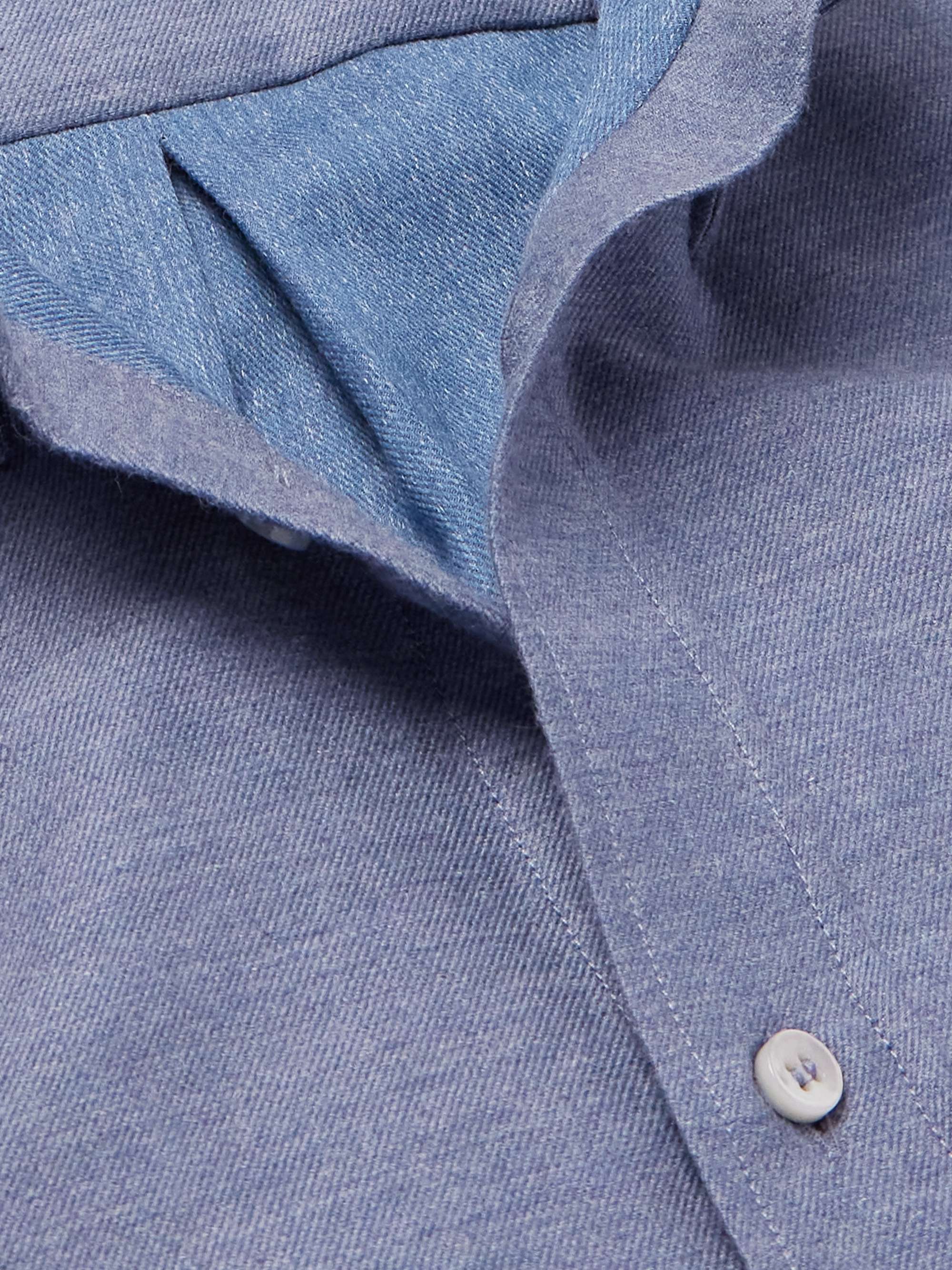 Button-Down Collar Cotton and Cashmere-Blend Denim Shirt view