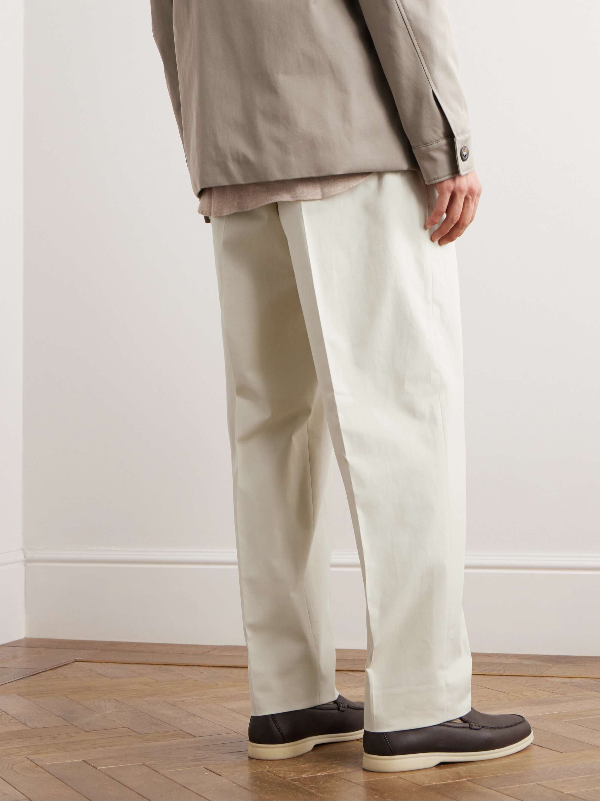 Gosen Straight-Leg Pleated Cotton-Blend Trousers view