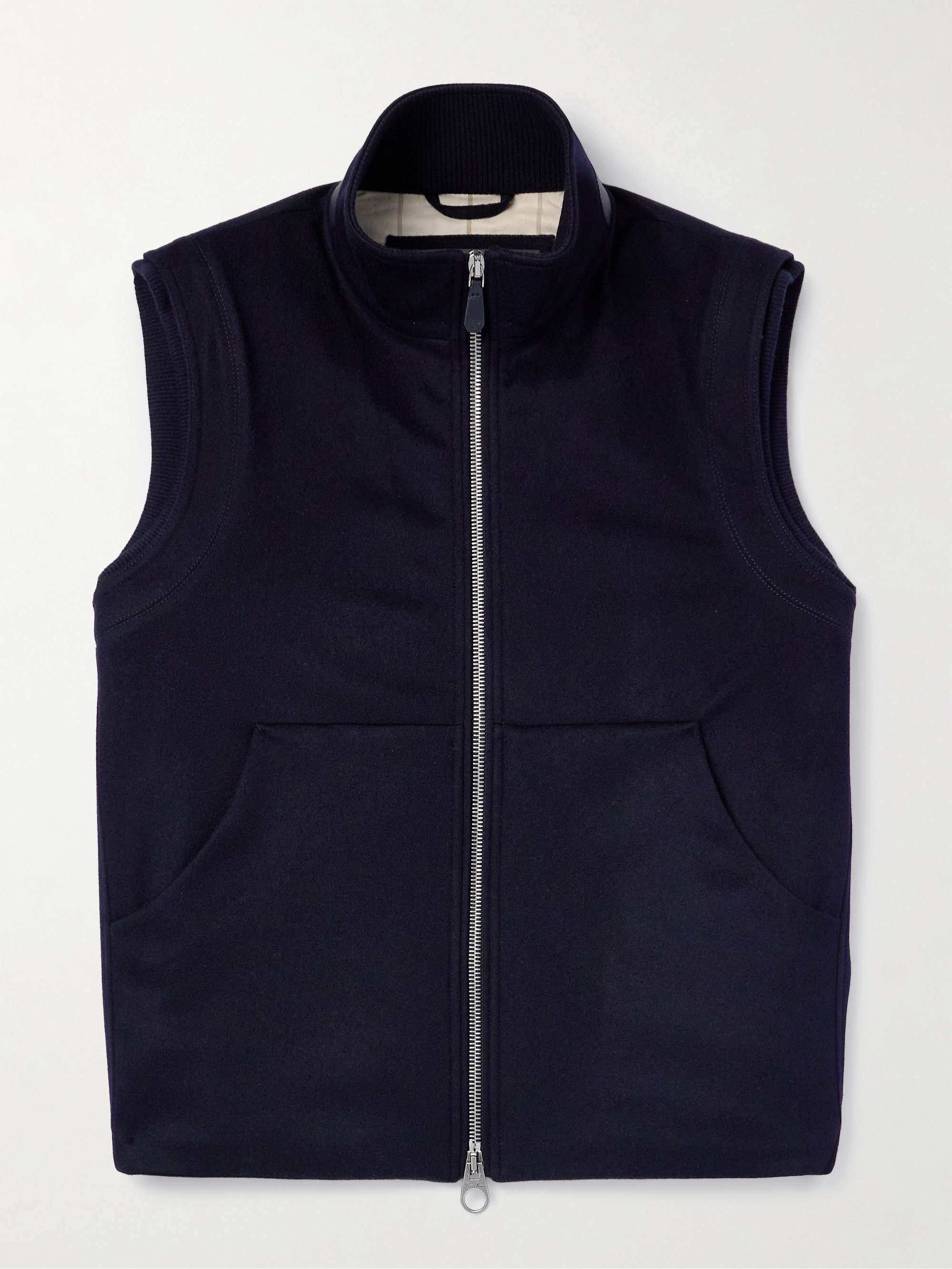 Ume Leather-Trimmed Cashmere Zip-Up Gilet view