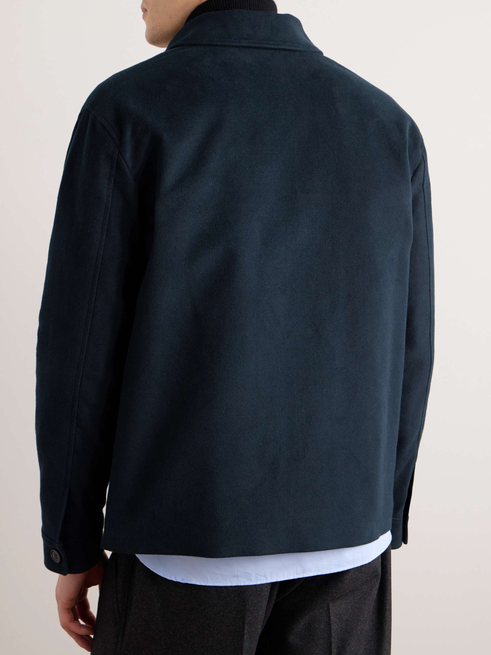 Double-Breasted Cotton and Cashmere-Blend Peacoat view