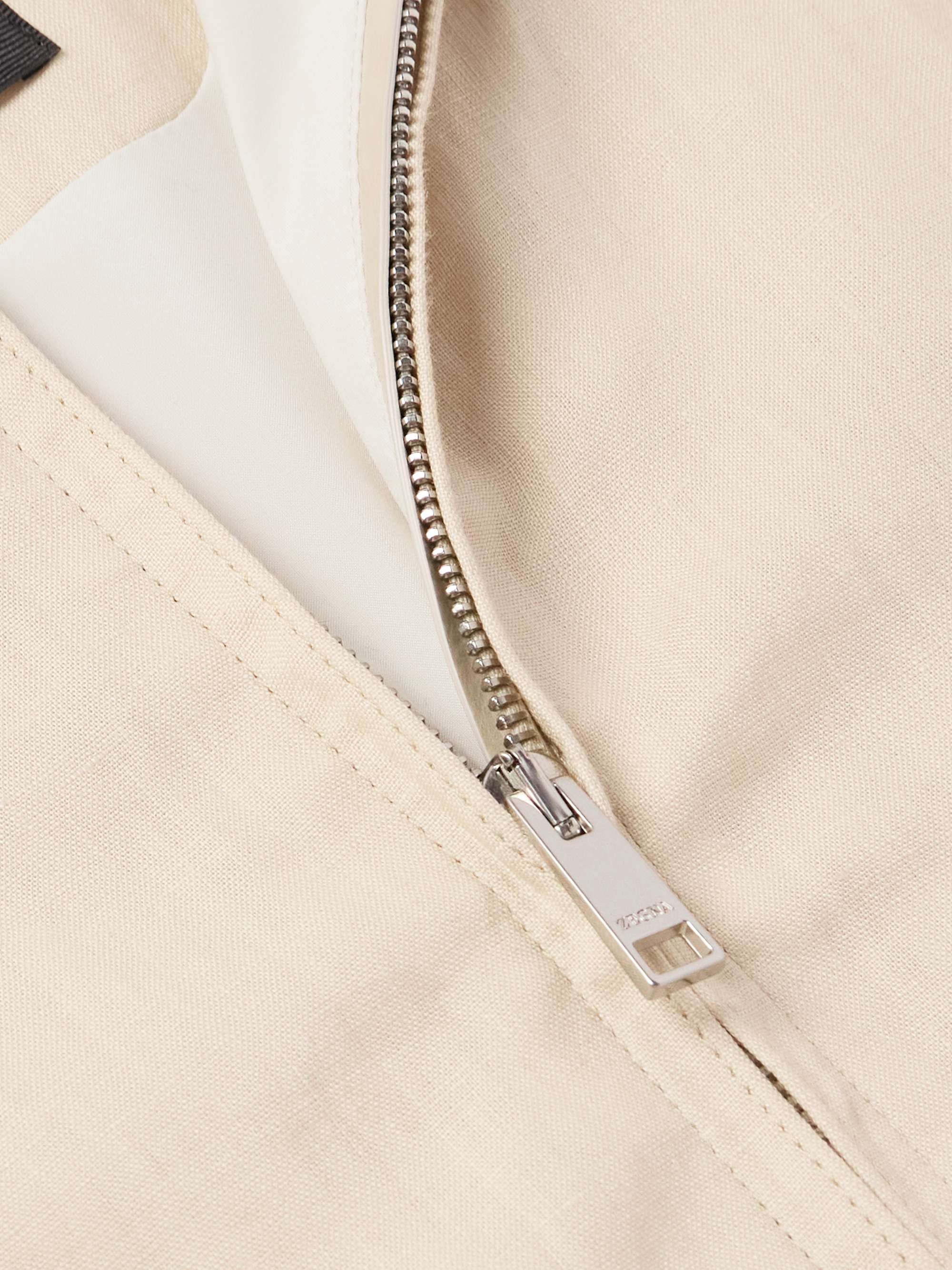 Leather-Trimmed Oasi Linen Jacket view