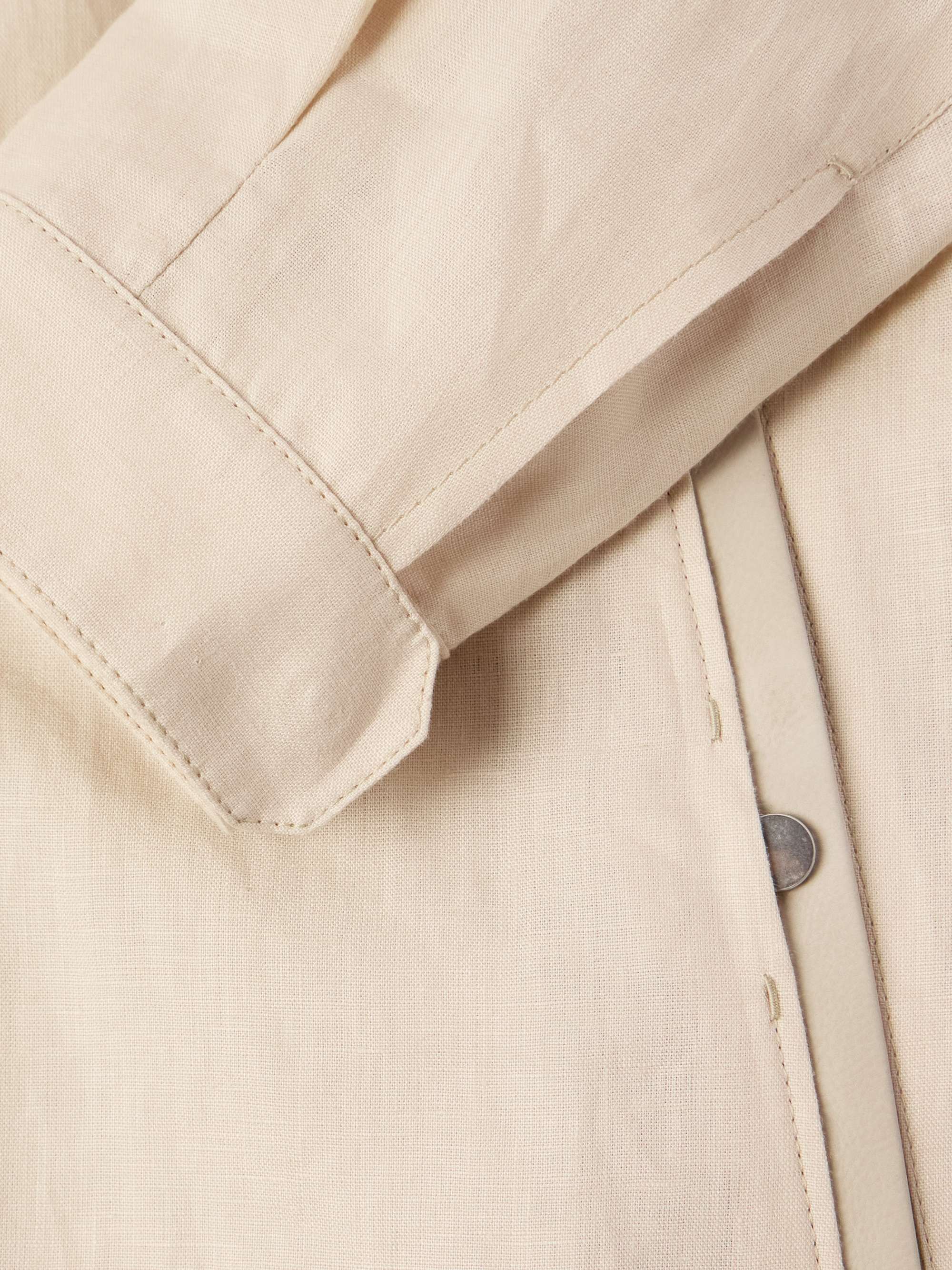 Leather-Trimmed Oasi Linen Jacket view