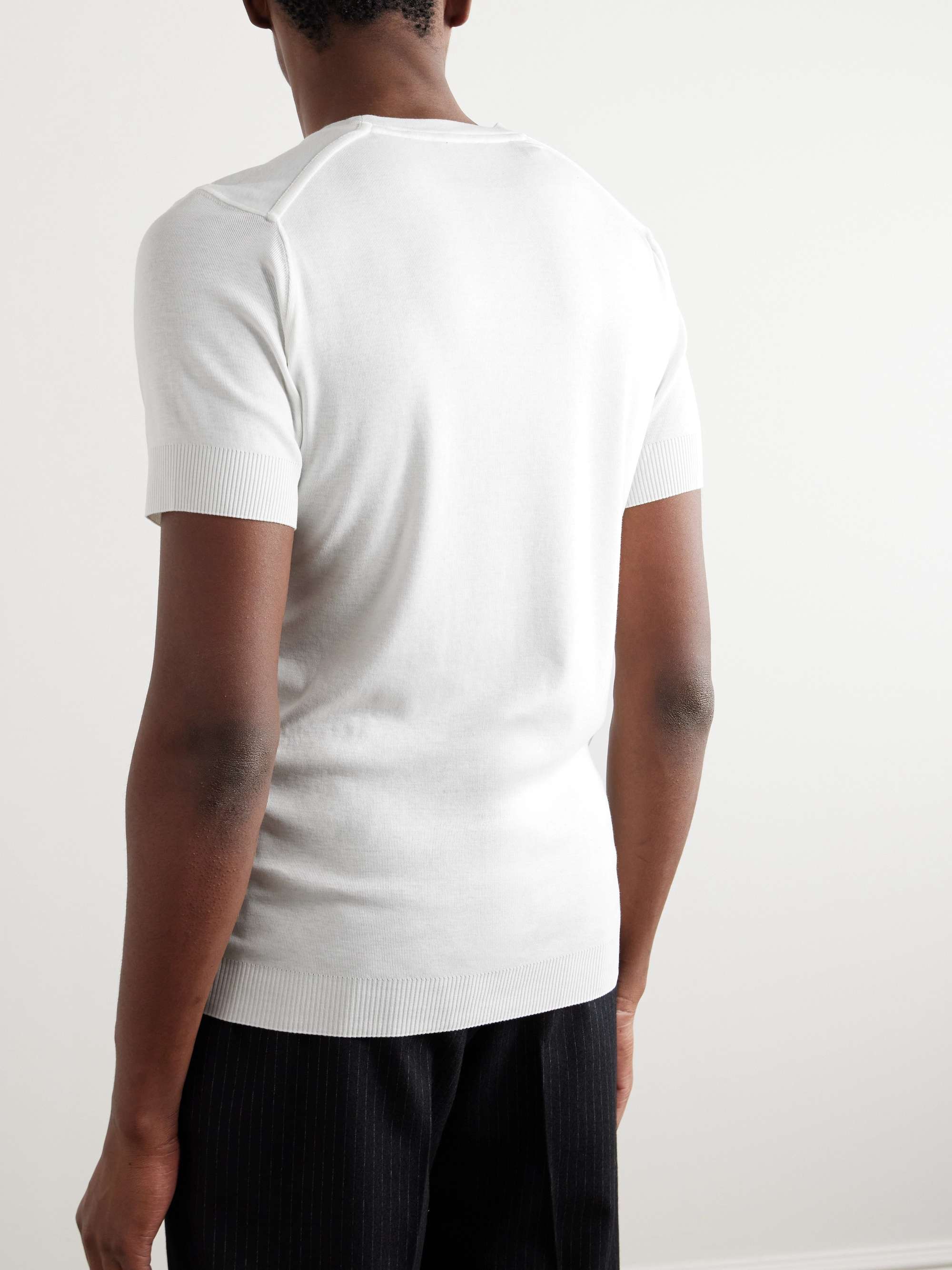 Placed Rib Slim-Fit Lyocell and Cotton-Blend T-Shirt view