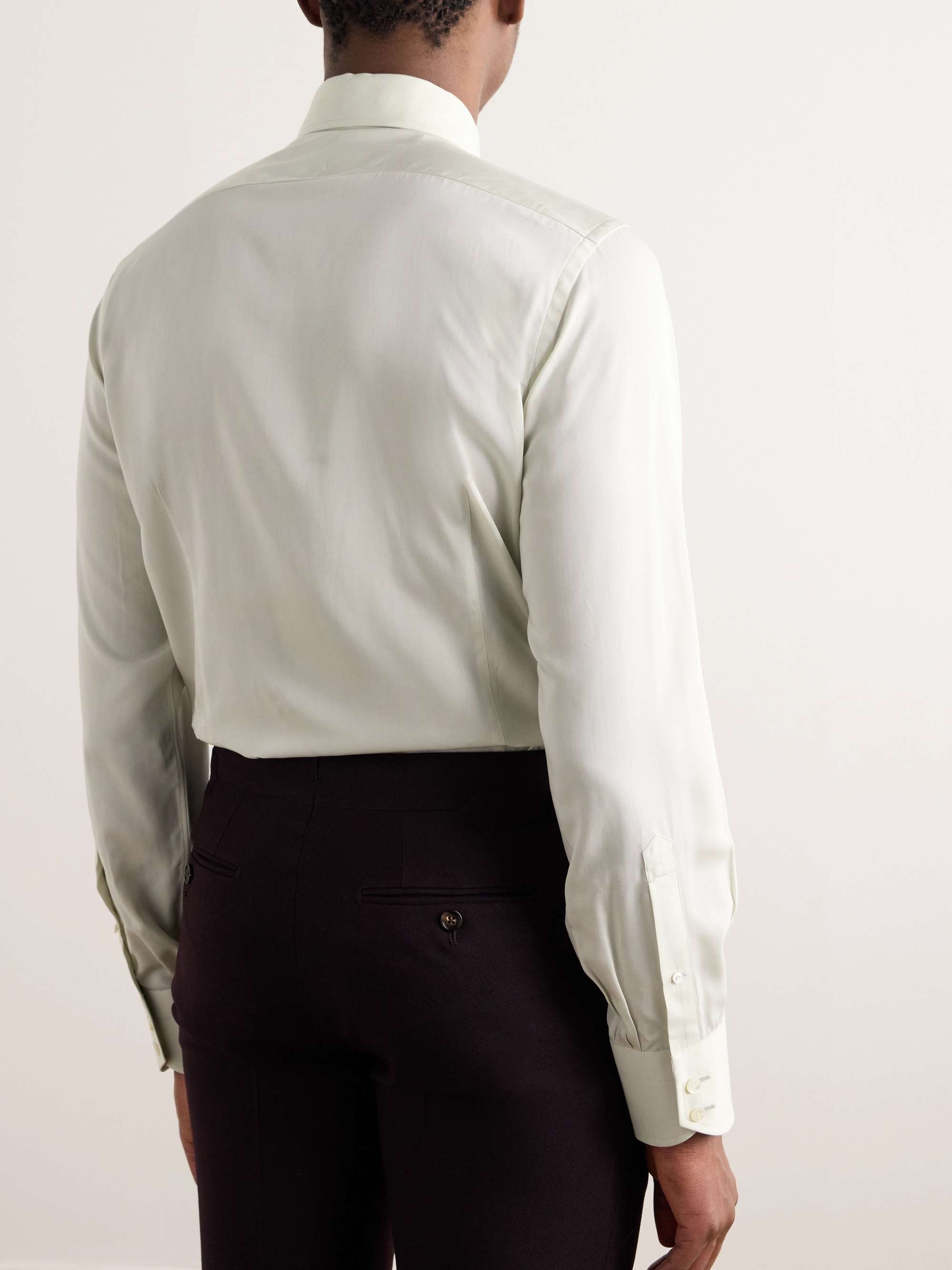Cutaway-Collar Lyocell-Blend Poplin Shirt view