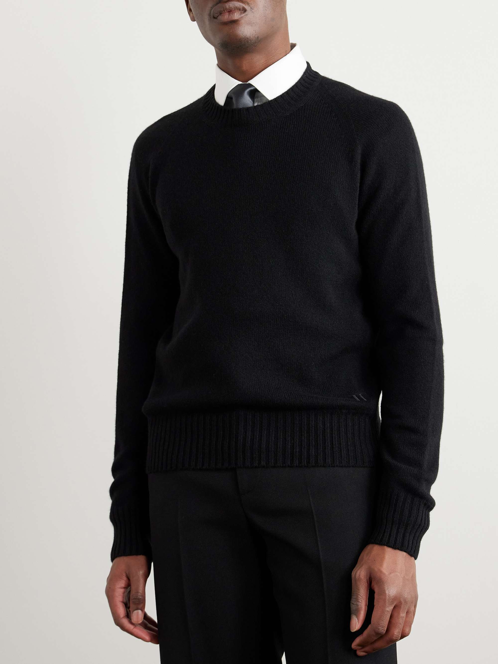 Logo-Embroidered Knitted Cashmere Sweater view