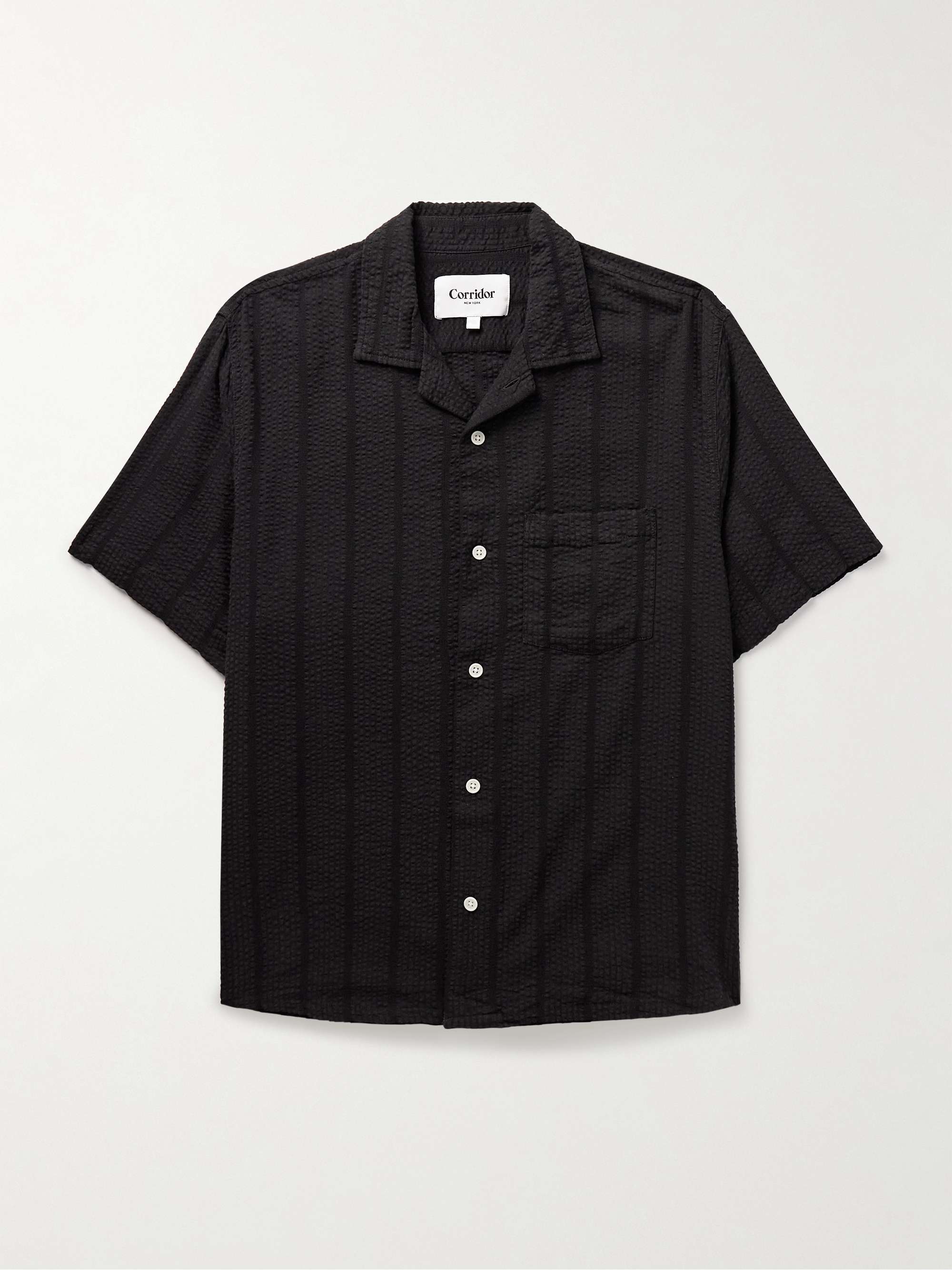 Camp-Collar Striped Cotton-Seersucker Shirt view