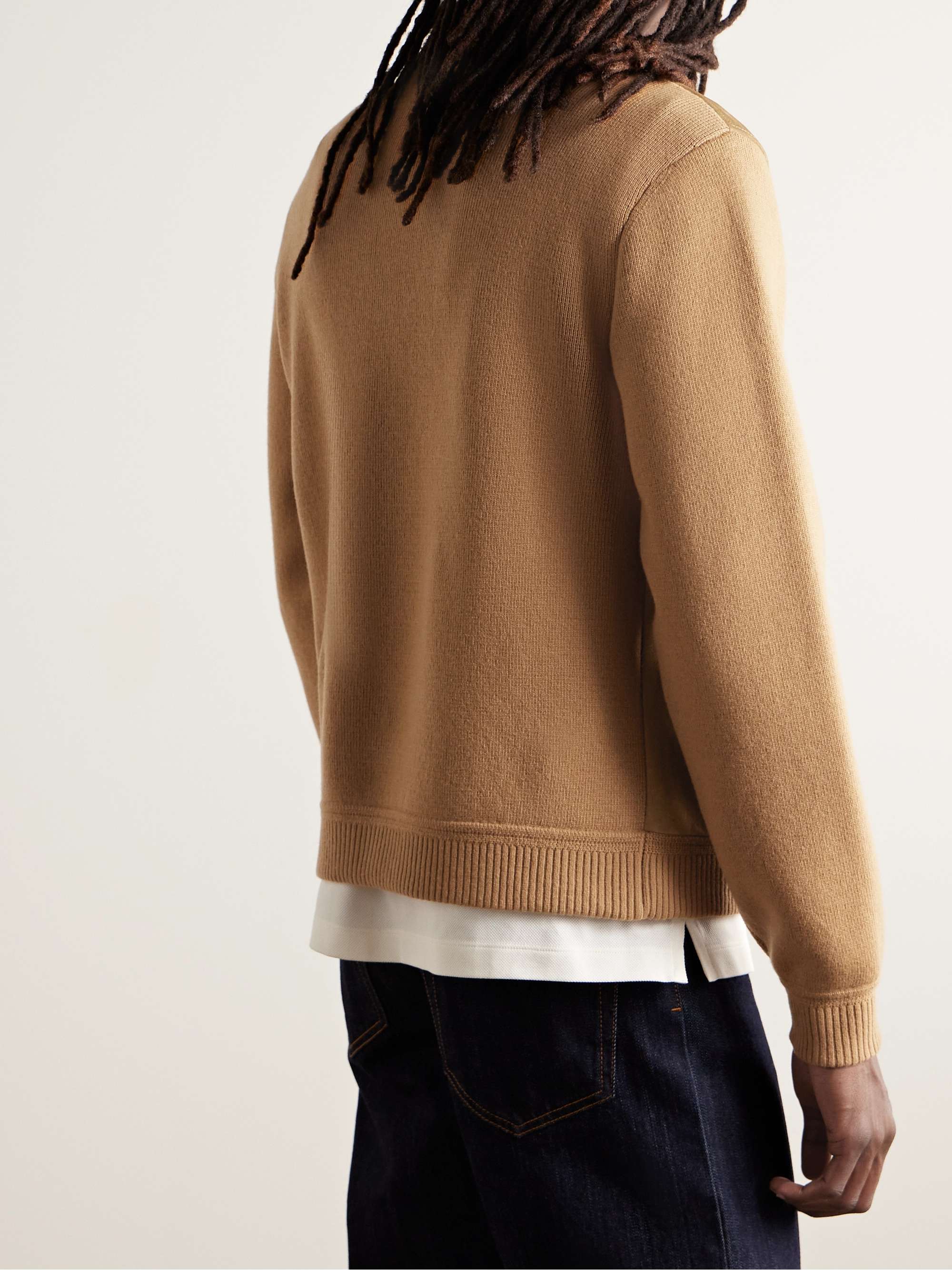 Webbing-Trimmed Suede and Wool Jacket view