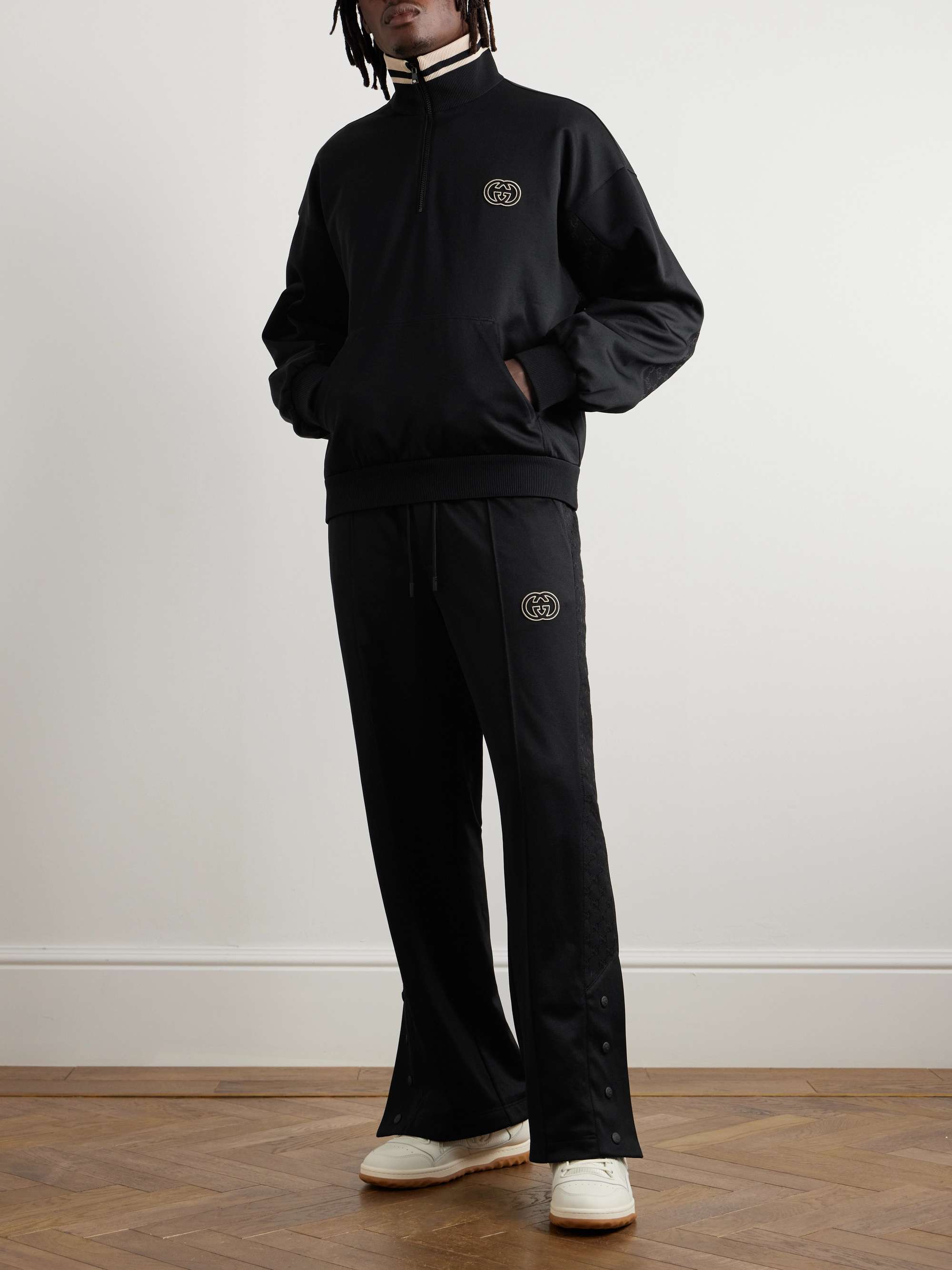 Logo-Embroidered Monogrammed Tech-Jersey Half-Zip Sweatshirt view