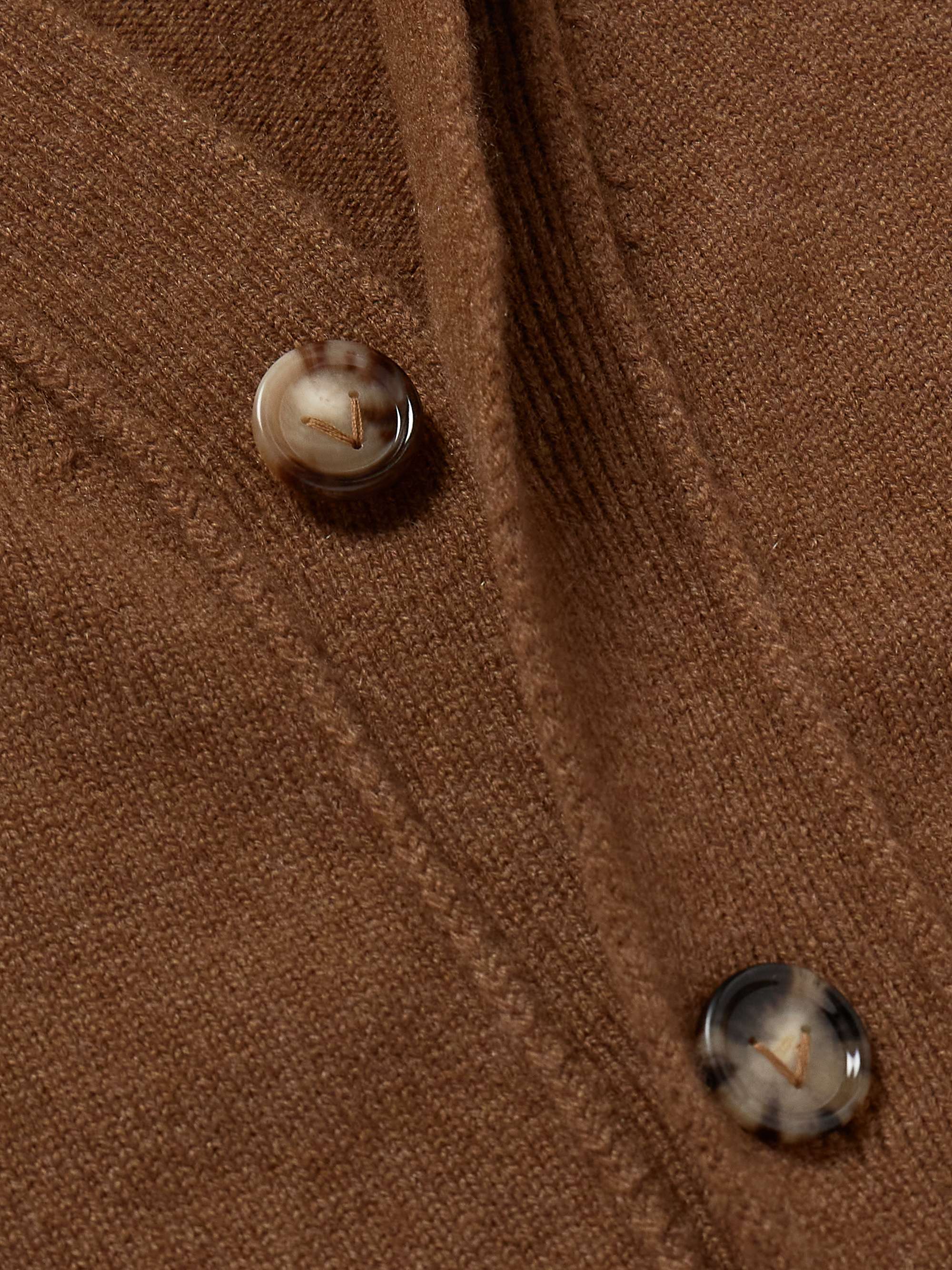 Intrecciato Leather-Trimmed Cashmere-Blend Cardigan view