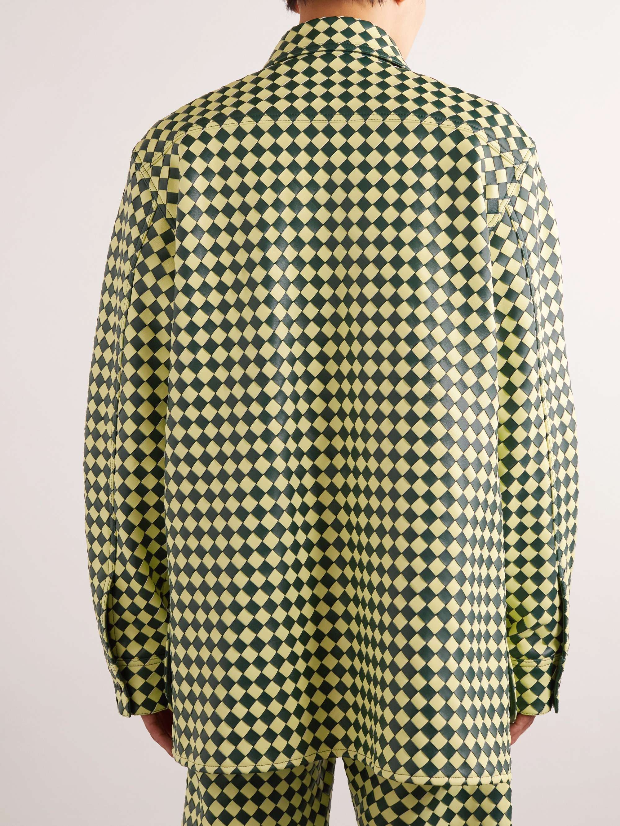 Two-Tone Intrecciato Leather Shirt view