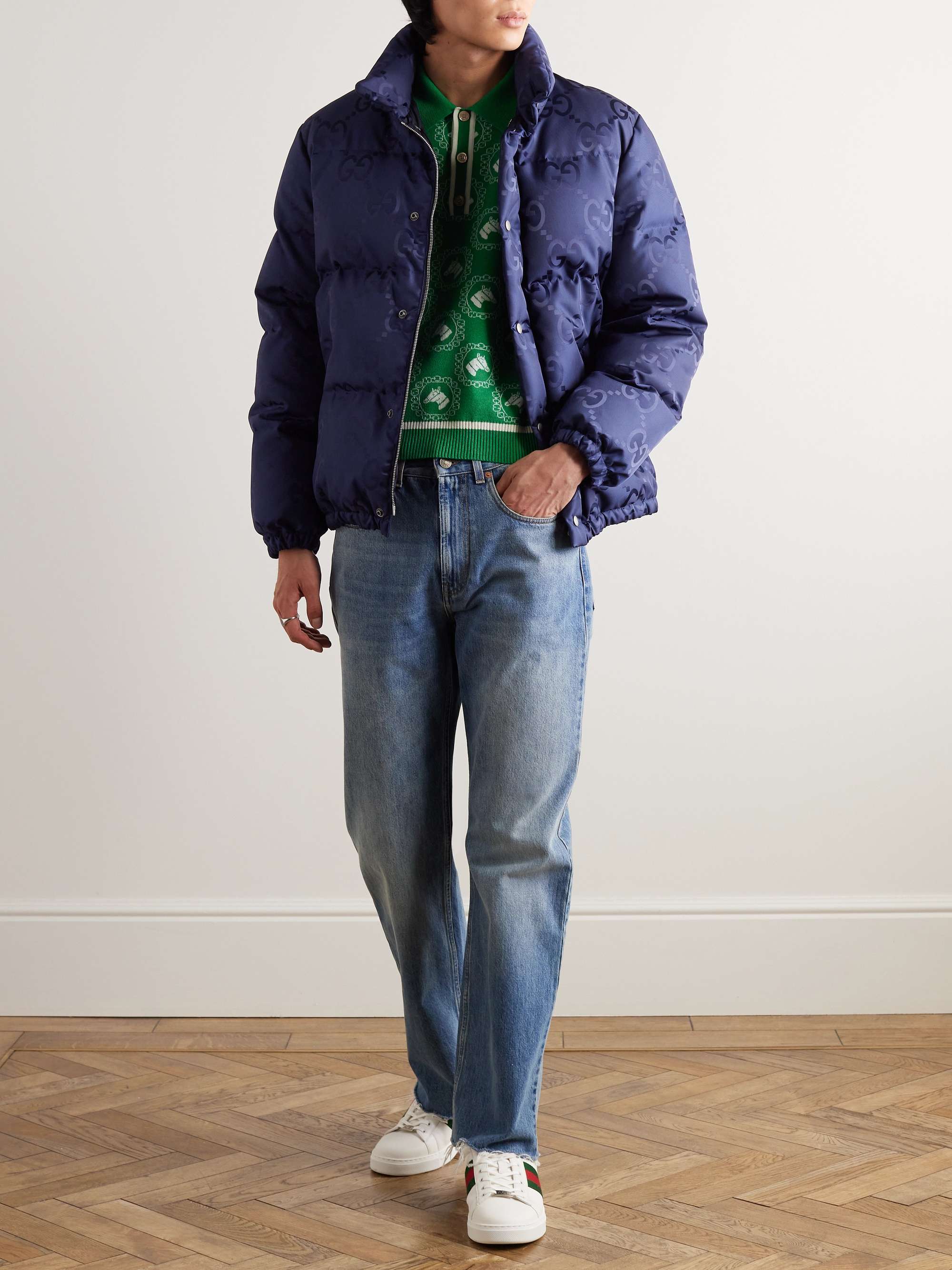 Logo-Jacquard Quilted Shell Down Jacket view