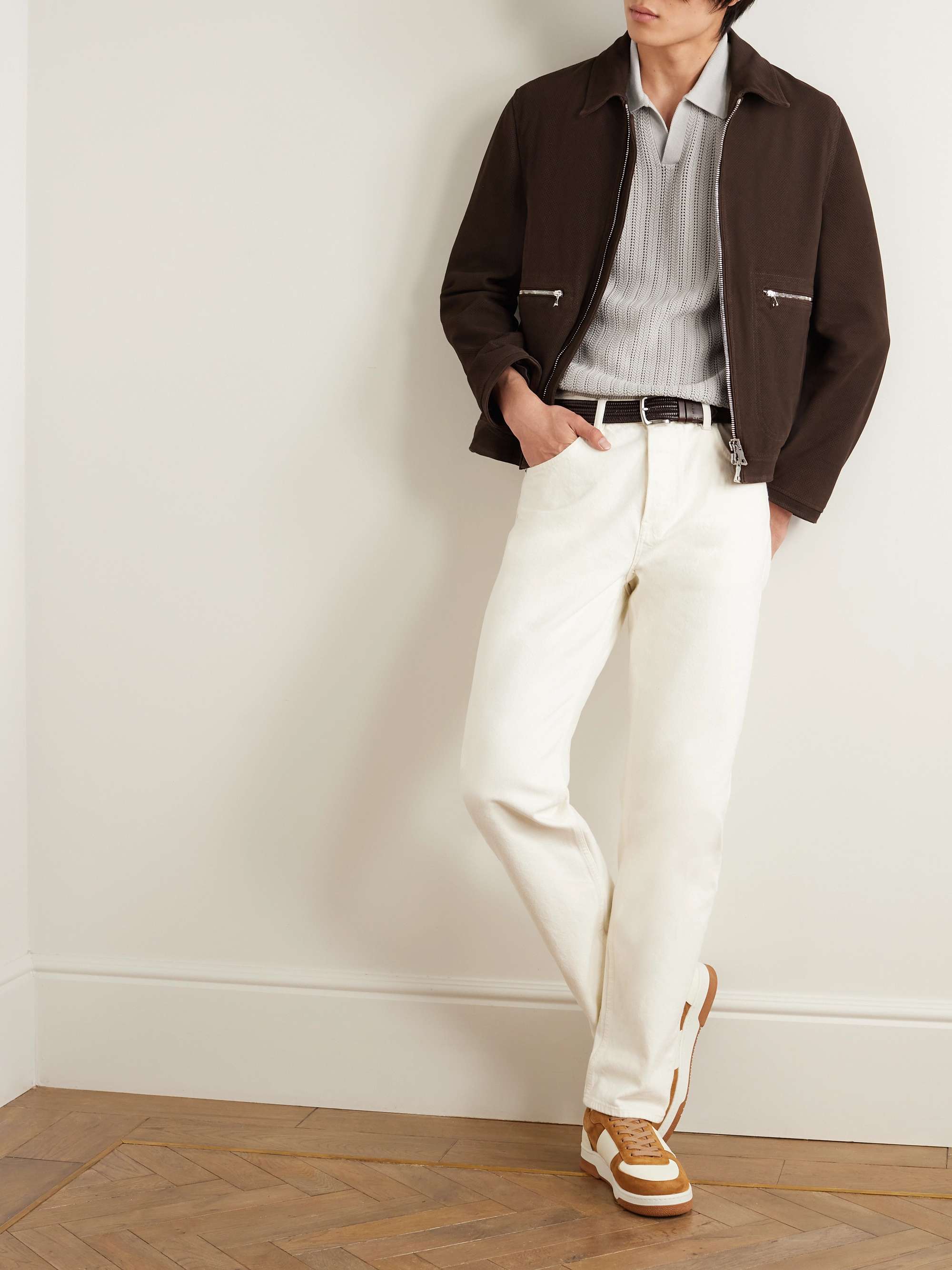 Open-Knit Ribbed Cotton Polo Shirt view