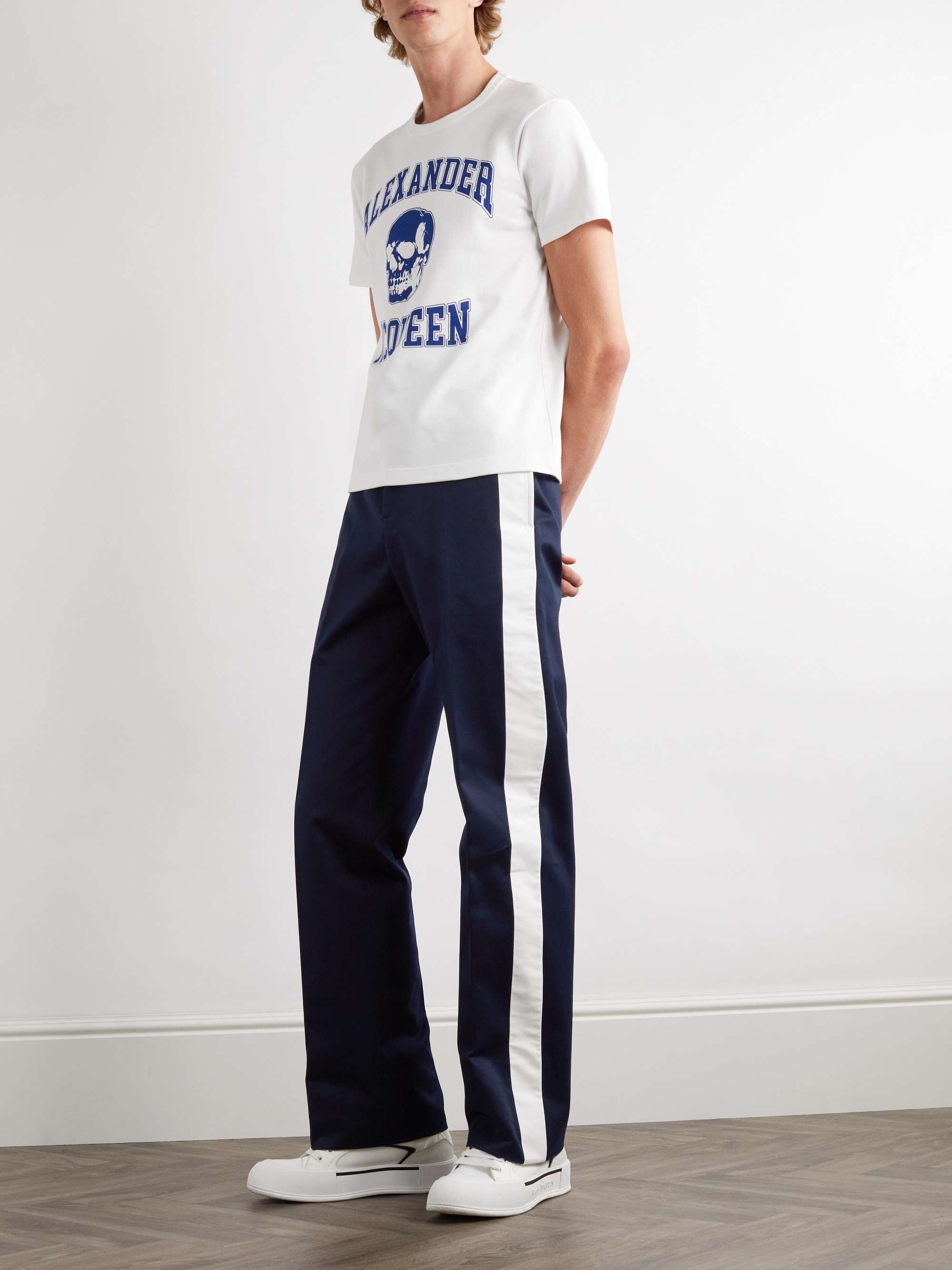 Straight-Leg Striped Cotton-Twill Trousers view