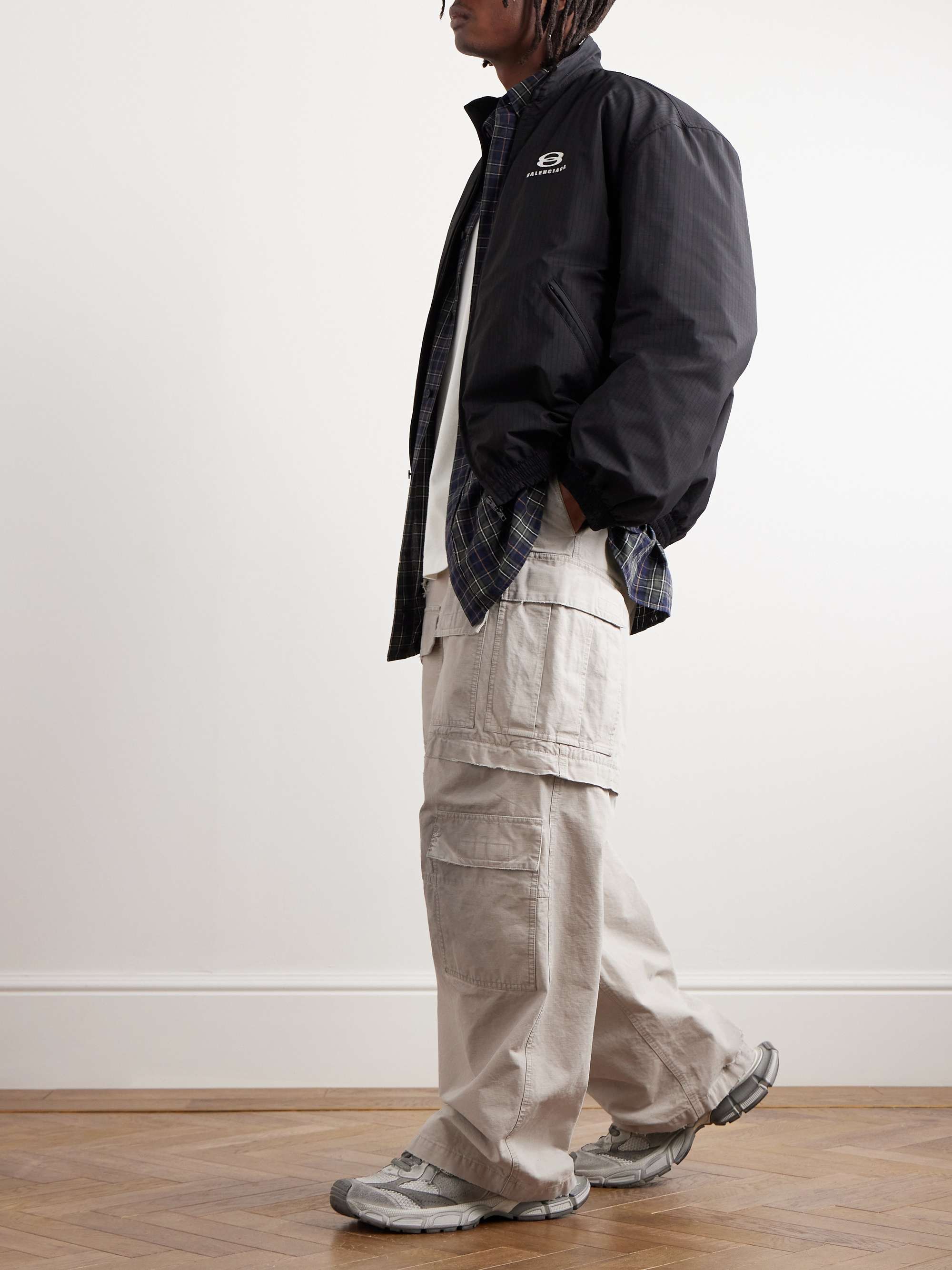 Convertible Distressed Cotton-Ripstop Cargo Trousers view