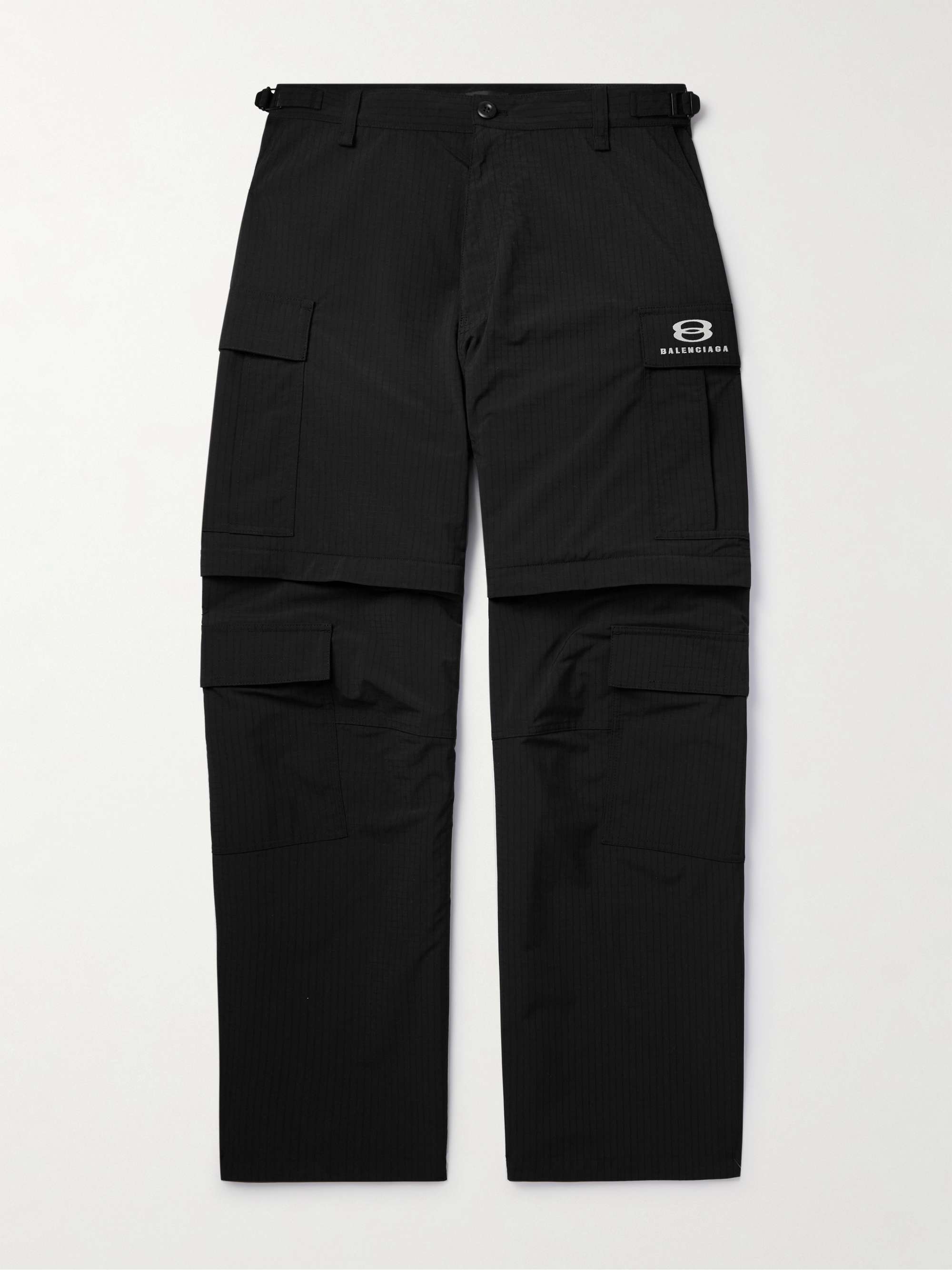Wide-Leg Logo-Embroidered Ripstop Cargo Trousers view