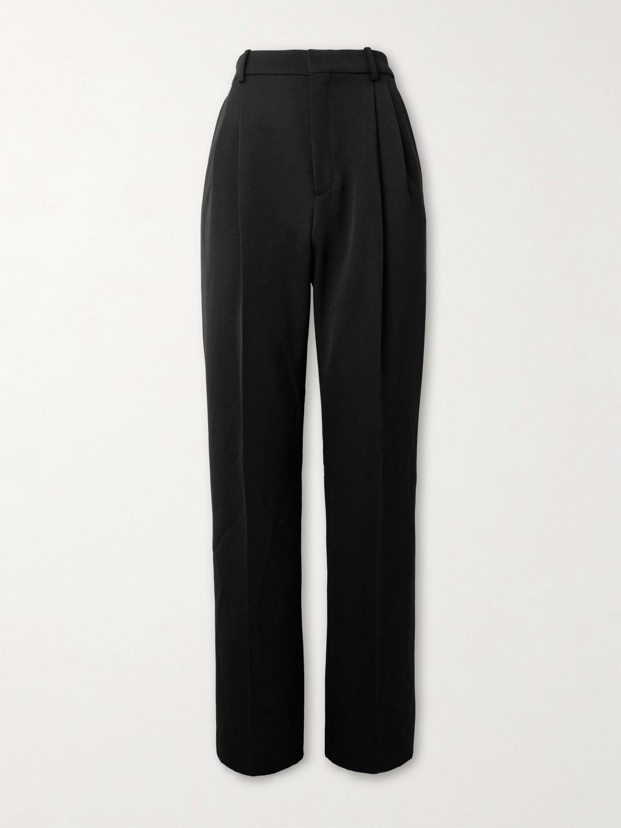 Wide-Leg Pleated Grain de Poudre Wool Trousers view