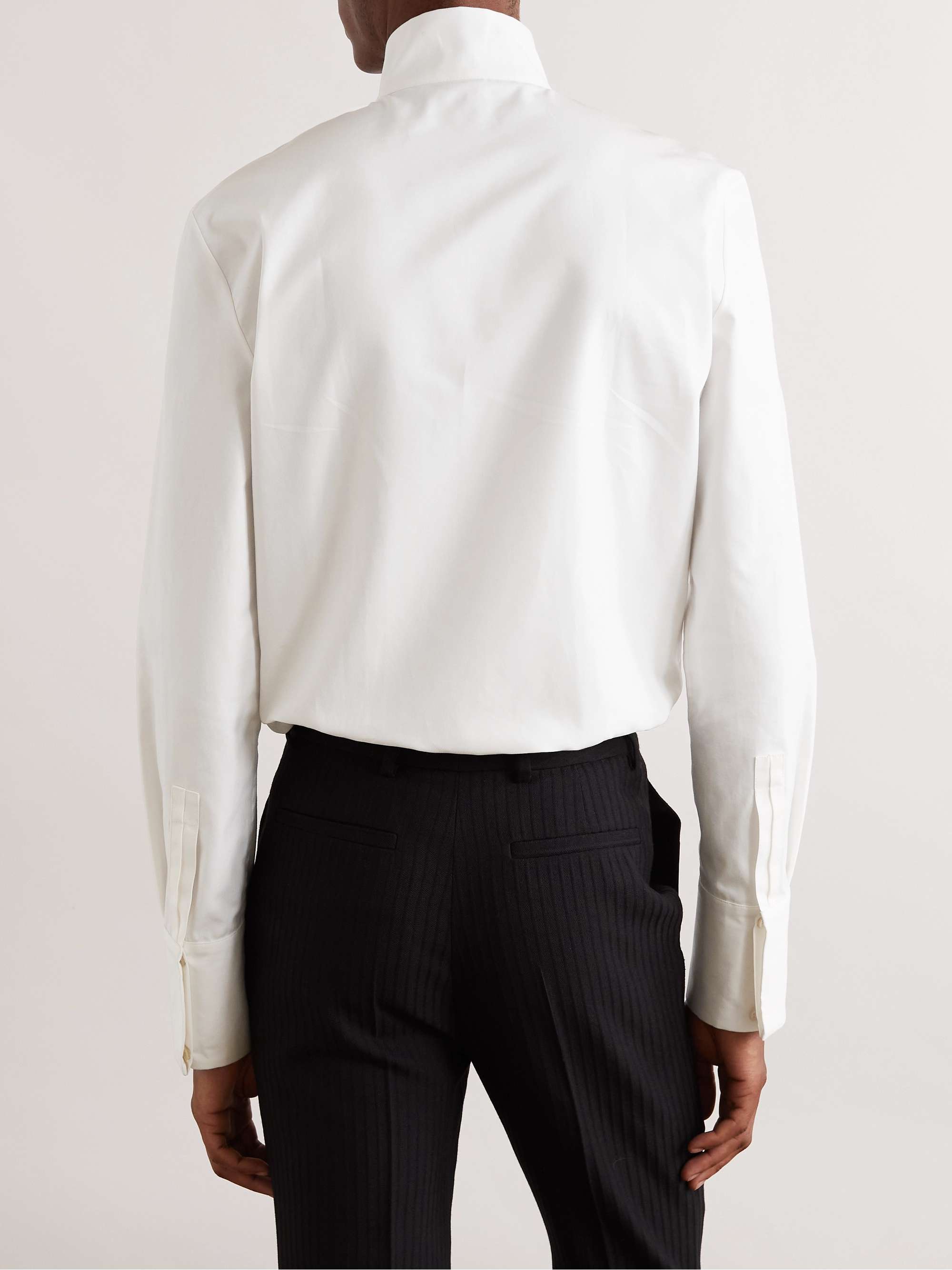 Grandad-Collar Bib-Front Cotton-Poplin Tuxedo Shirt view