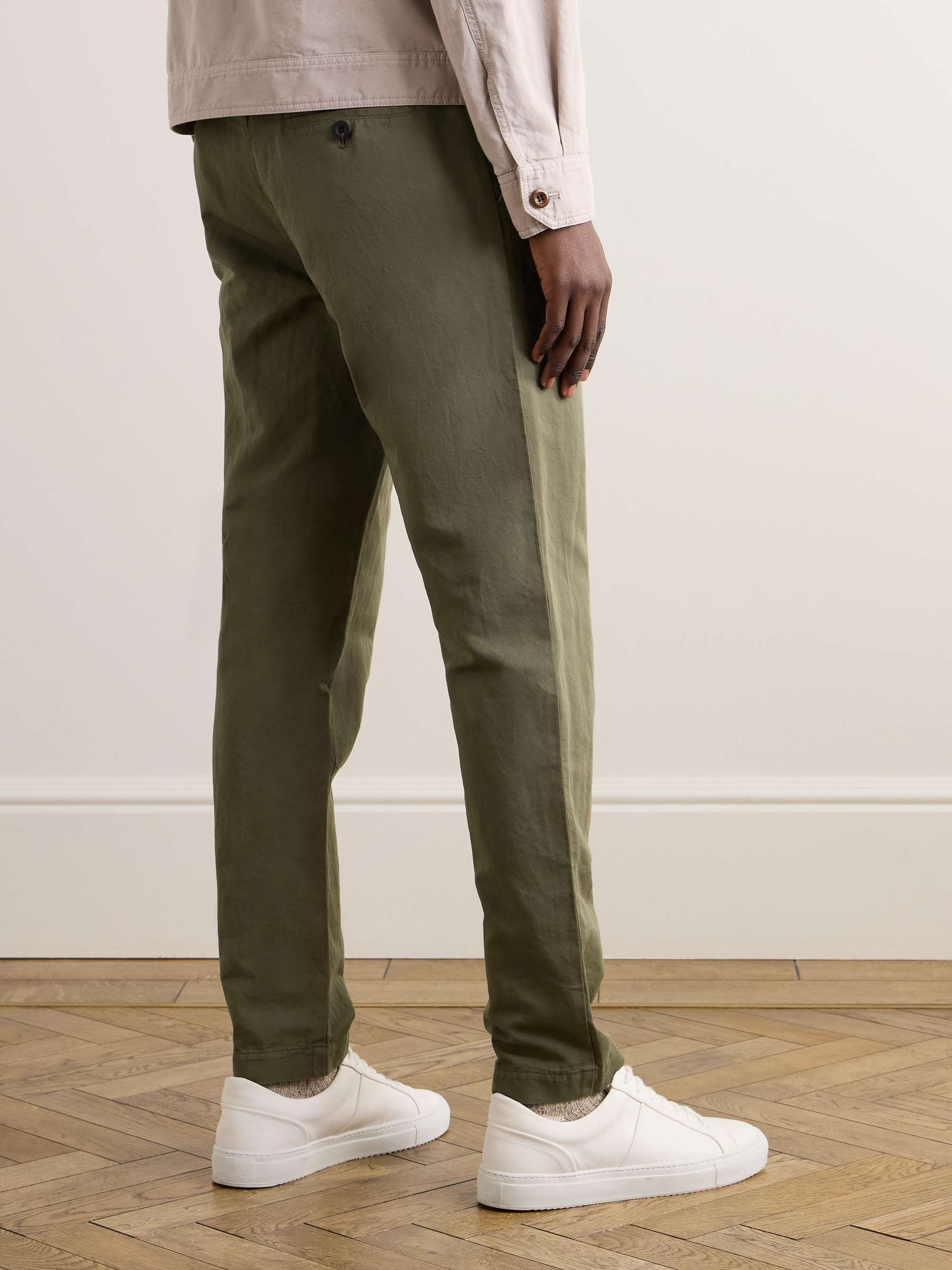 James Straight-Leg Cotton and Linen-Blend Twill Drawstring Trousers view