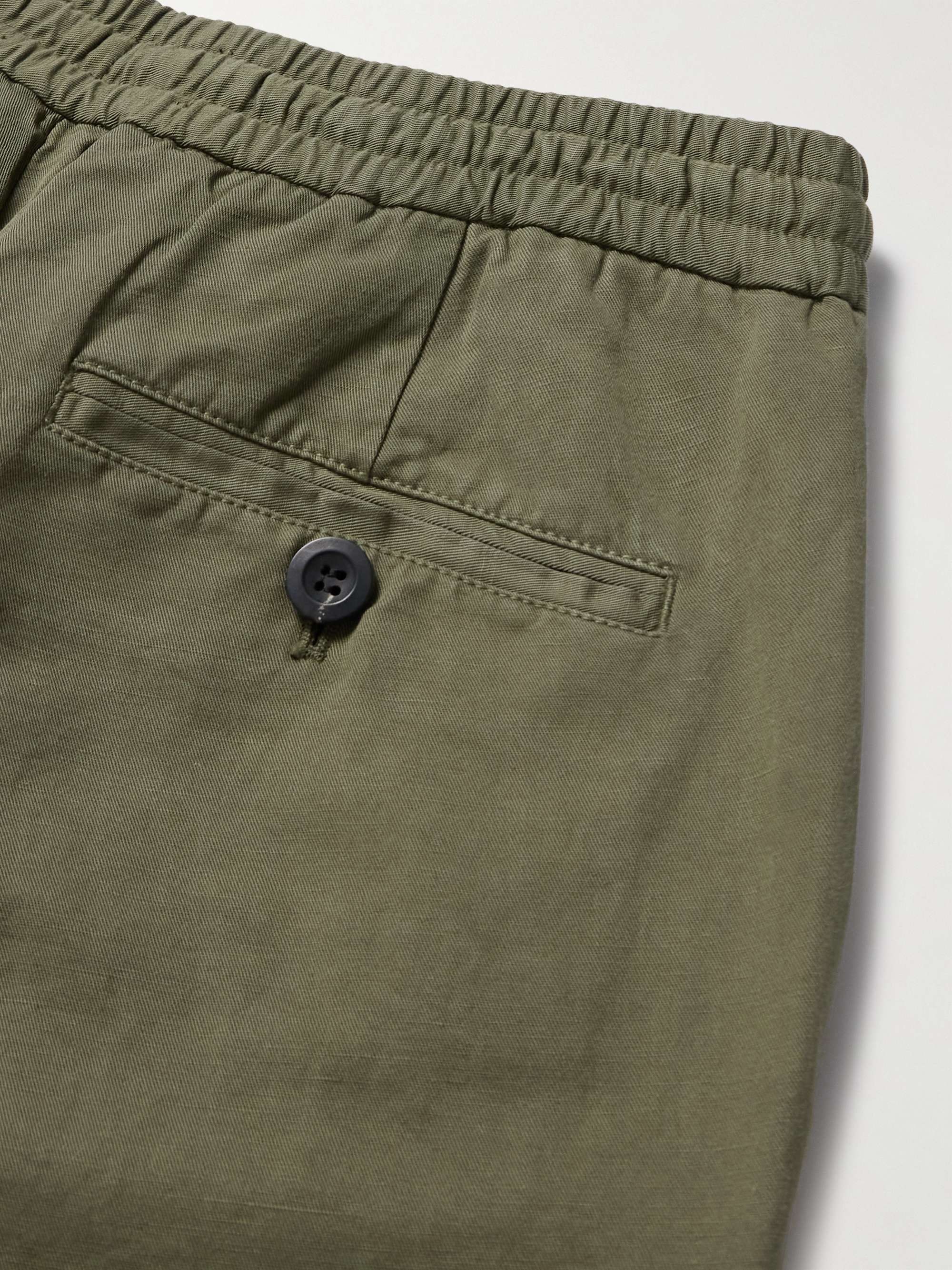 James Straight-Leg Cotton and Linen-Blend Twill Drawstring Trousers view