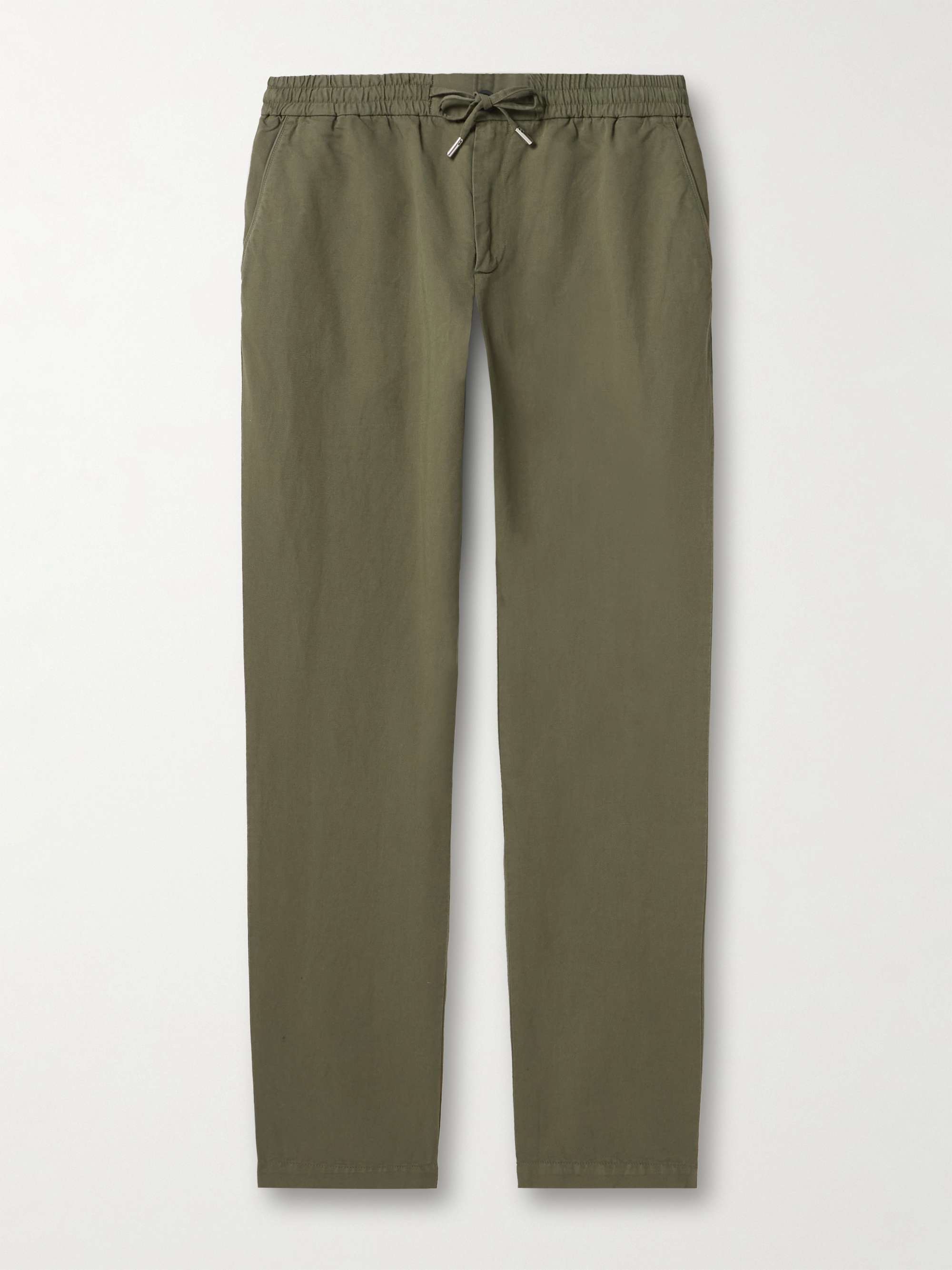 James Straight-Leg Cotton and Linen-Blend Twill Drawstring Trousers view