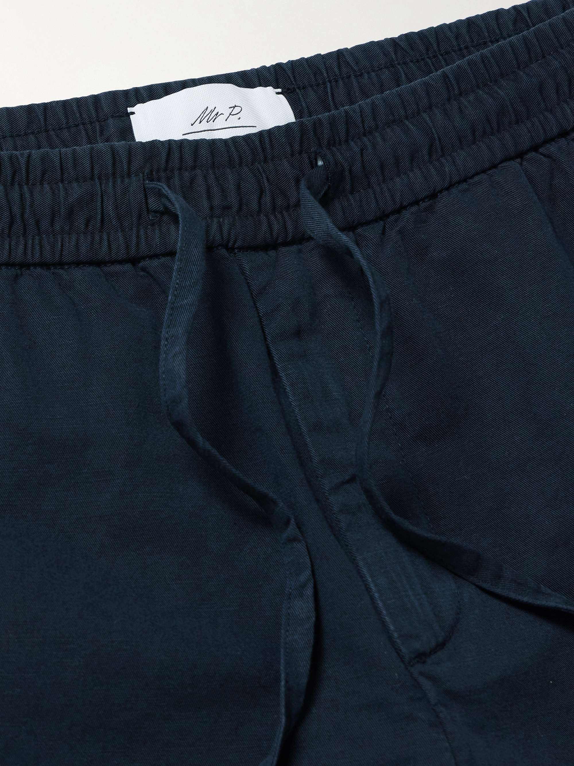 Straight-Leg Cotton and Linen-Blend Drawstring Shorts view