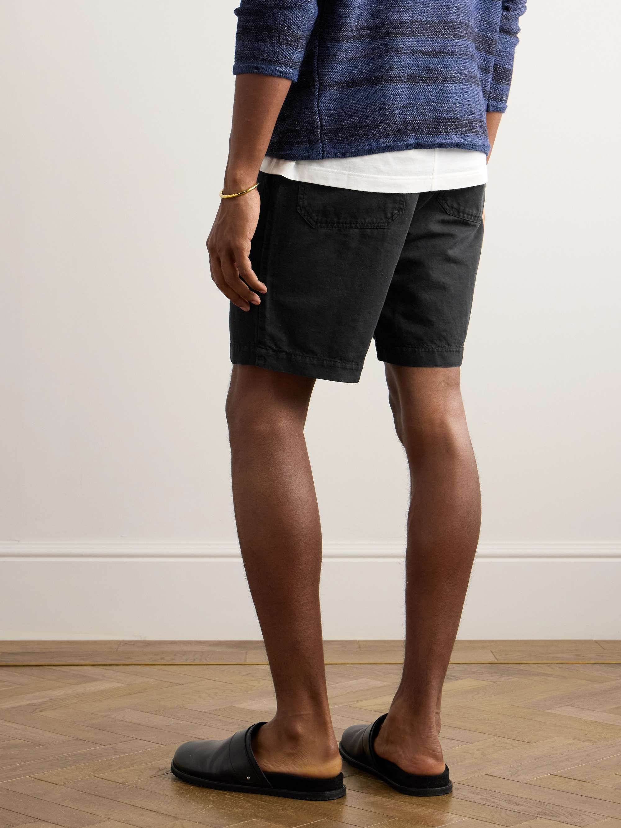 Straight-Leg Cotton and Linen-Blend Cargo Shorts view