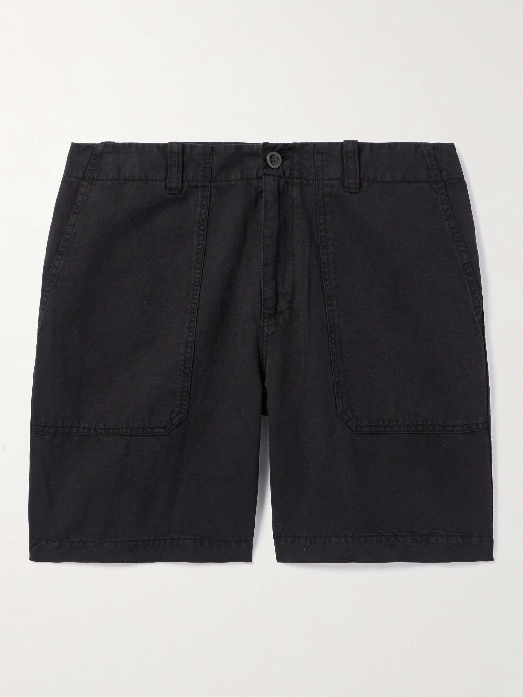 Straight-Leg Cotton and Linen-Blend Cargo Shorts view