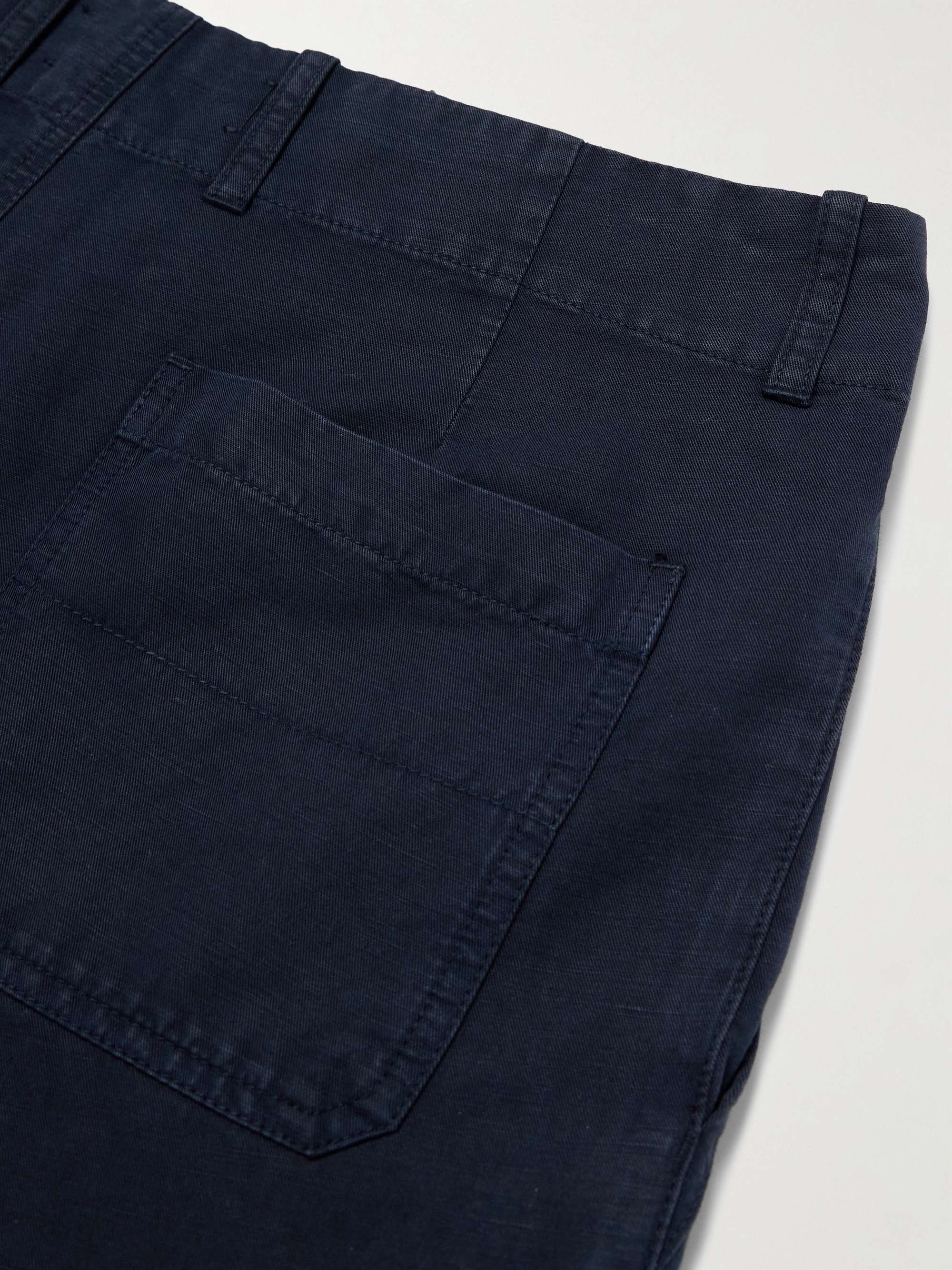 Samuel Straight-Leg Garment-Dyed Cotton and Linen-Blend Twill Cargo Trousers view
