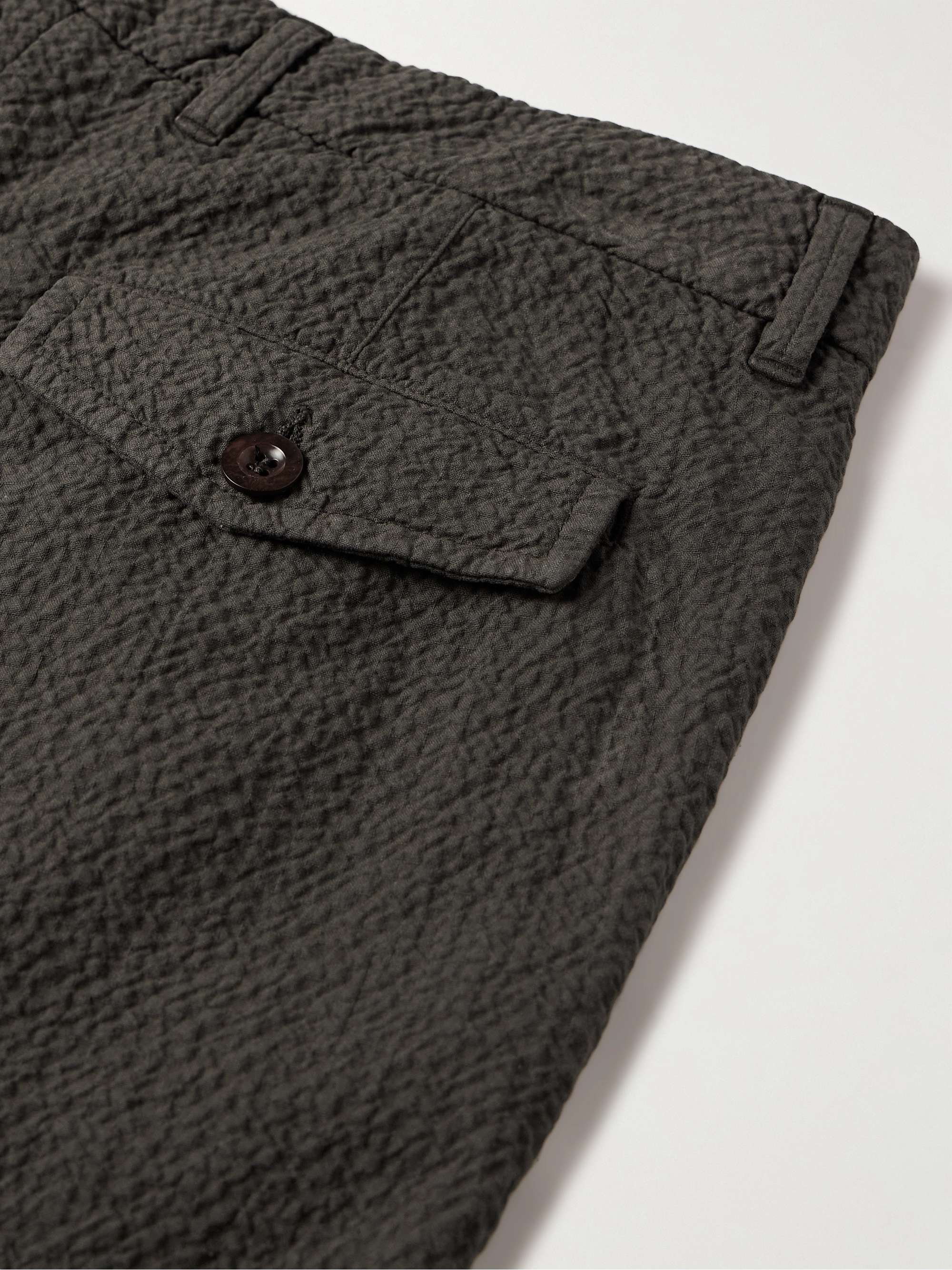 Slim-Fit Straight-Leg Stretch-Organic Cotton Seersucker Shorts view