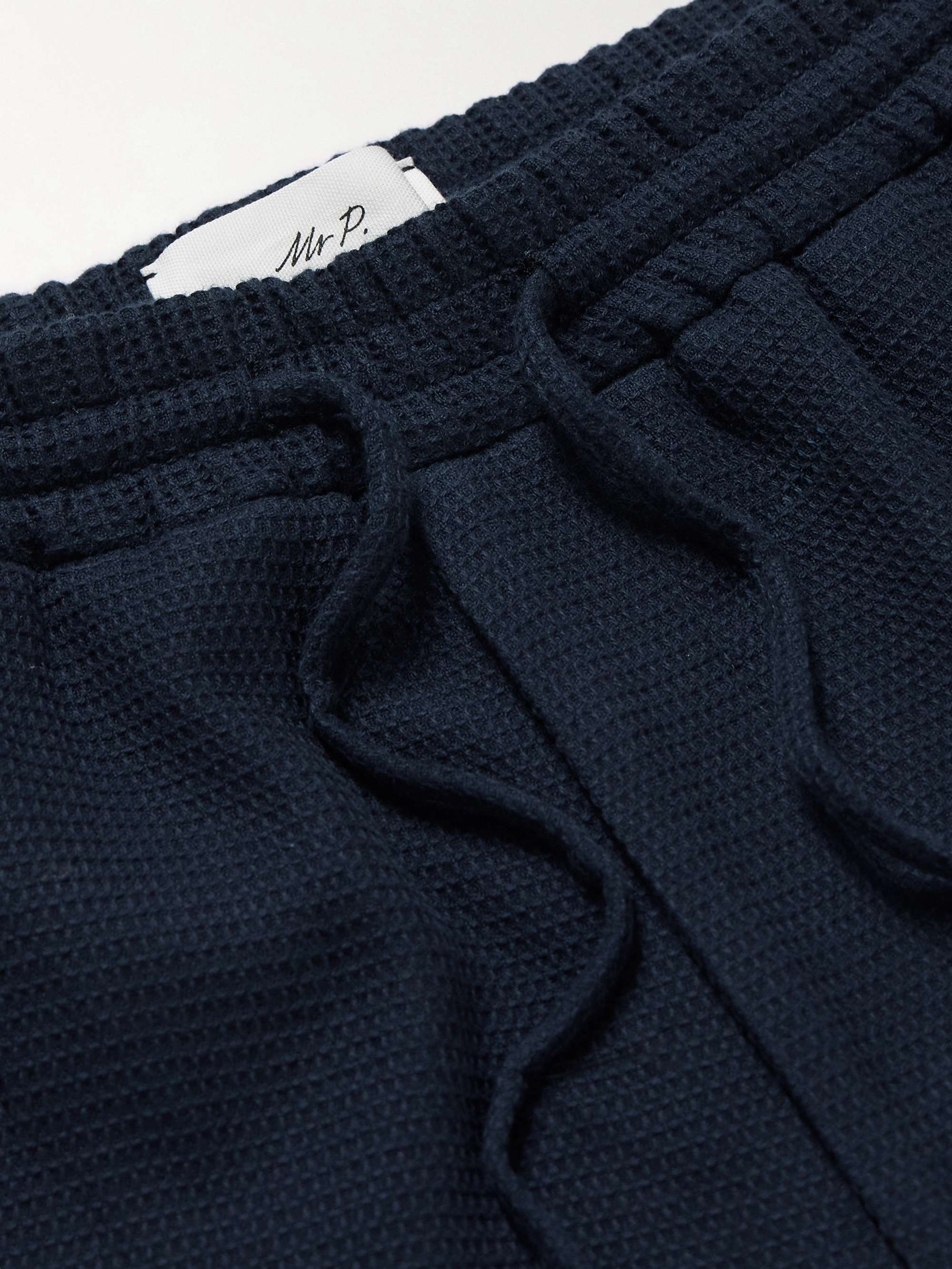 Straight-Leg Waffle-Knit Organic Cotton Drawstring Shorts view