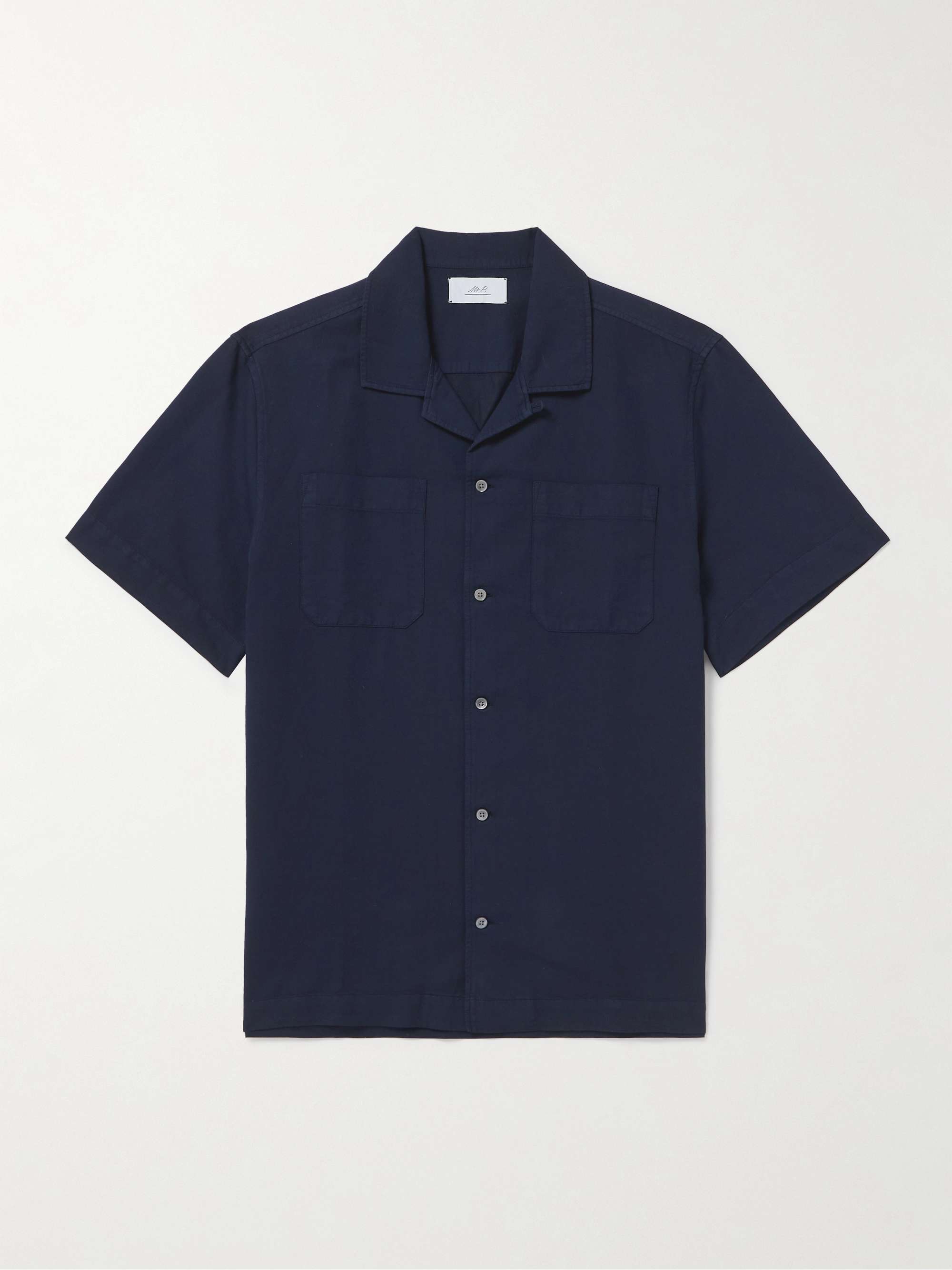 Michael Convertible-Collar Garment-Dyed Cotton and Linen-Blend Twill Shirt view