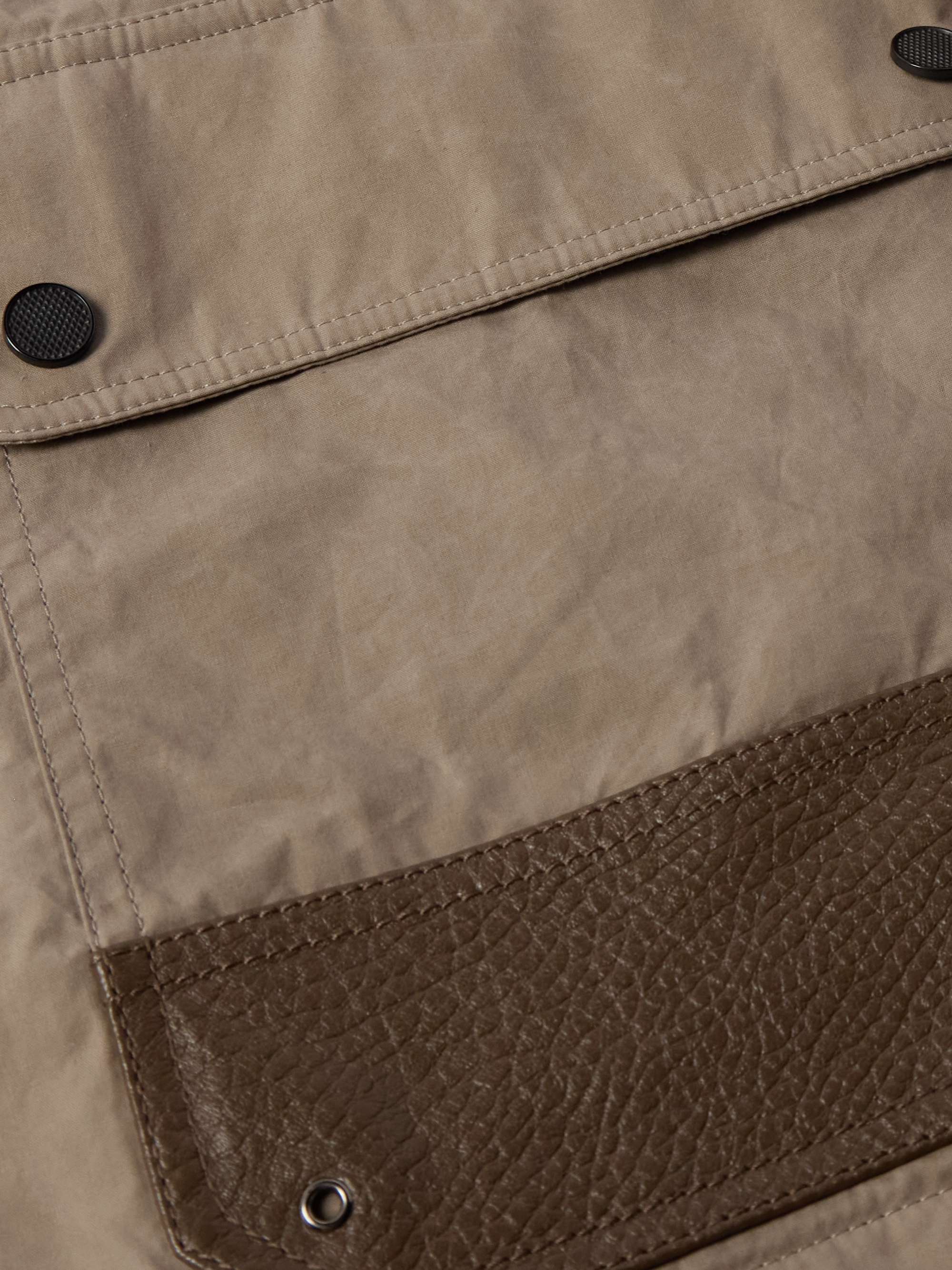 Latch Corduroy and Leather-Trimmed Cotton-Canvas Coat view