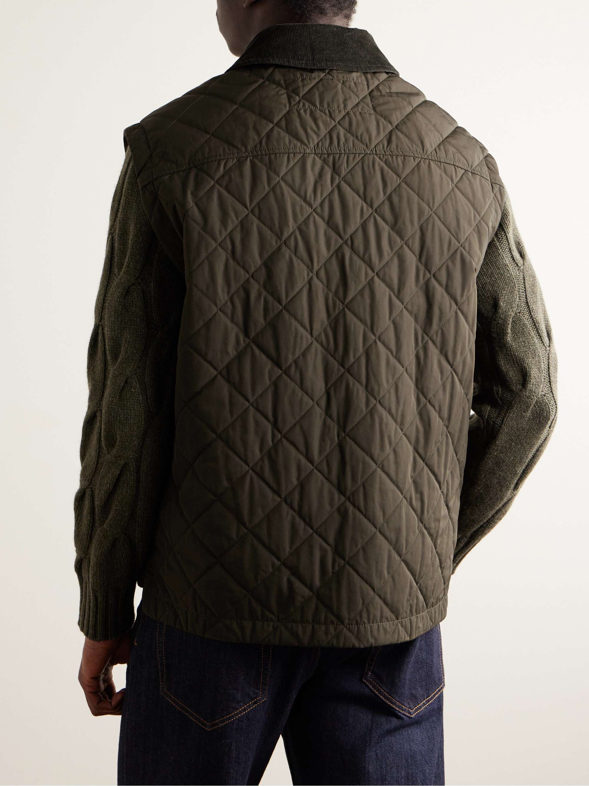 Cotton Corduroy-Trimmed Padded Quilted Shell Gilet view