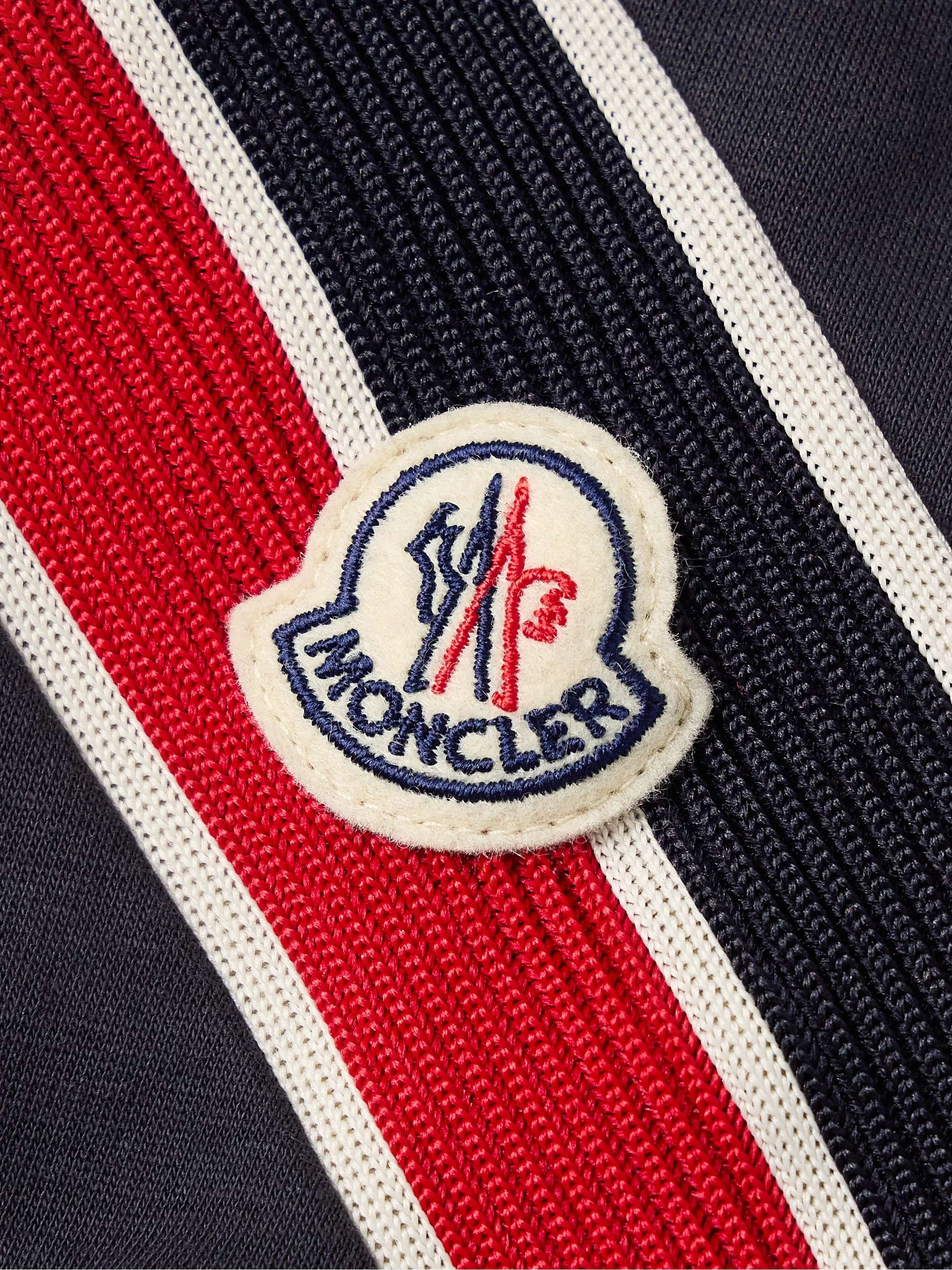 Logo-Appliquéd Striped Cotton-Blend Jersey Zip-Up Sweatshirt view