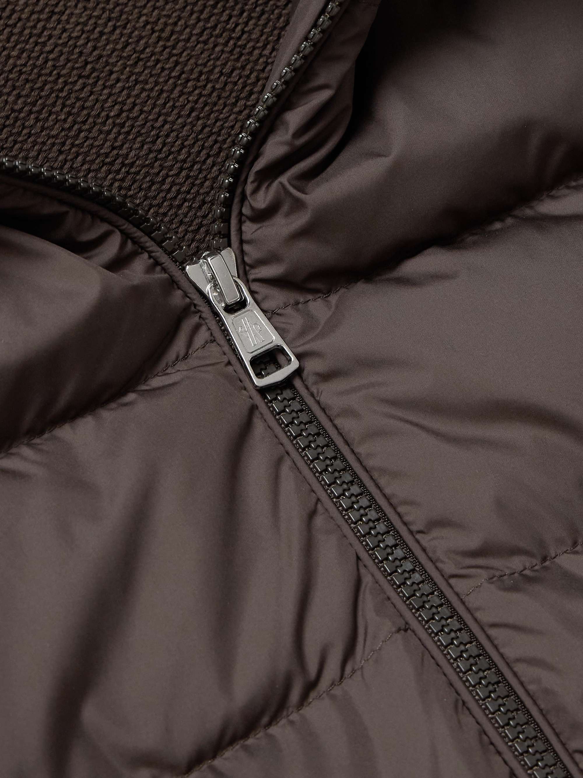 Logo-Appliquéd Ribbed Cotton and Quilted Shell Down Cardigan view