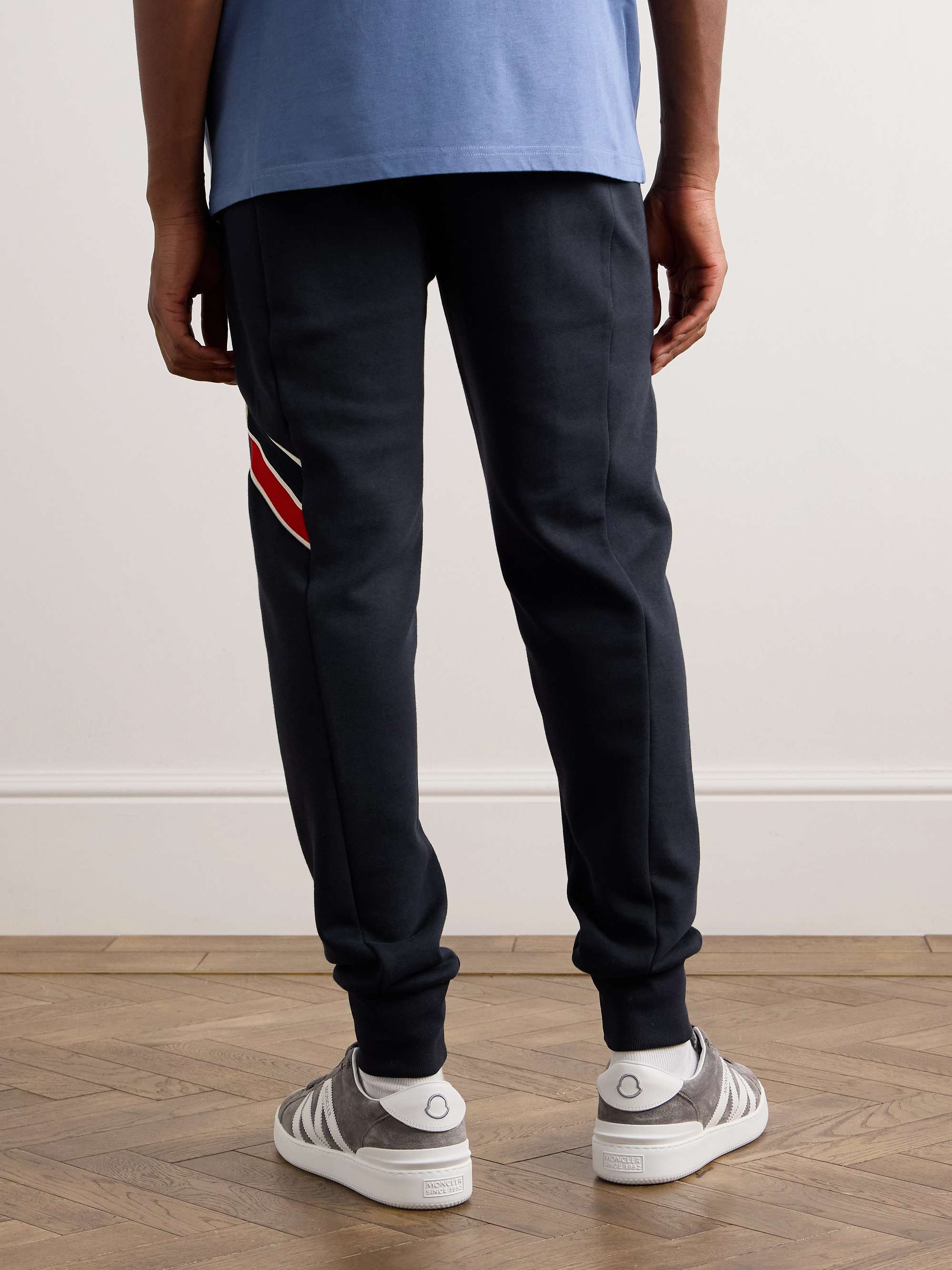 Logo-Appliquéd Webbing-Trimmed Cotton-Blend Jersey Sweatpants view