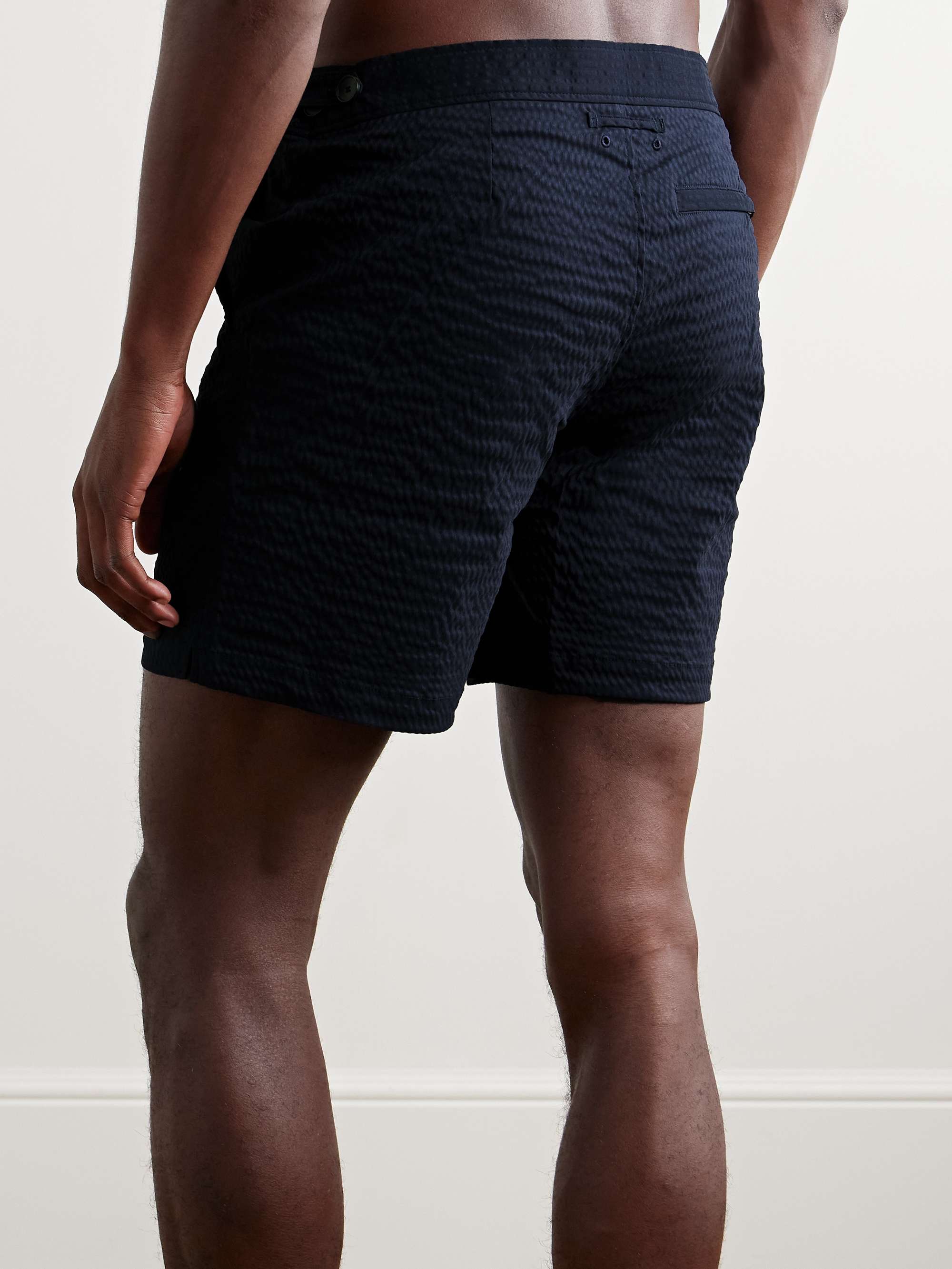 Straight-Leg Mid-Length Seersucker Swim Shorts view
