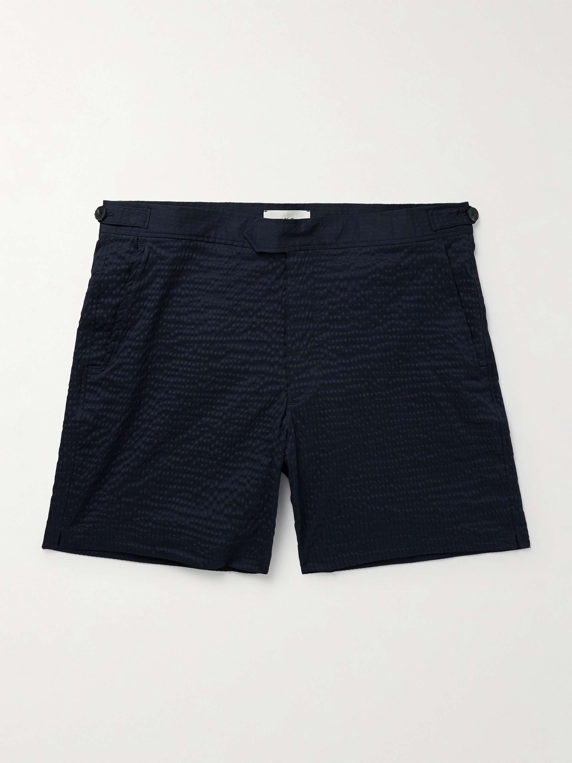 Straight-Leg Mid-Length Seersucker Swim Shorts view