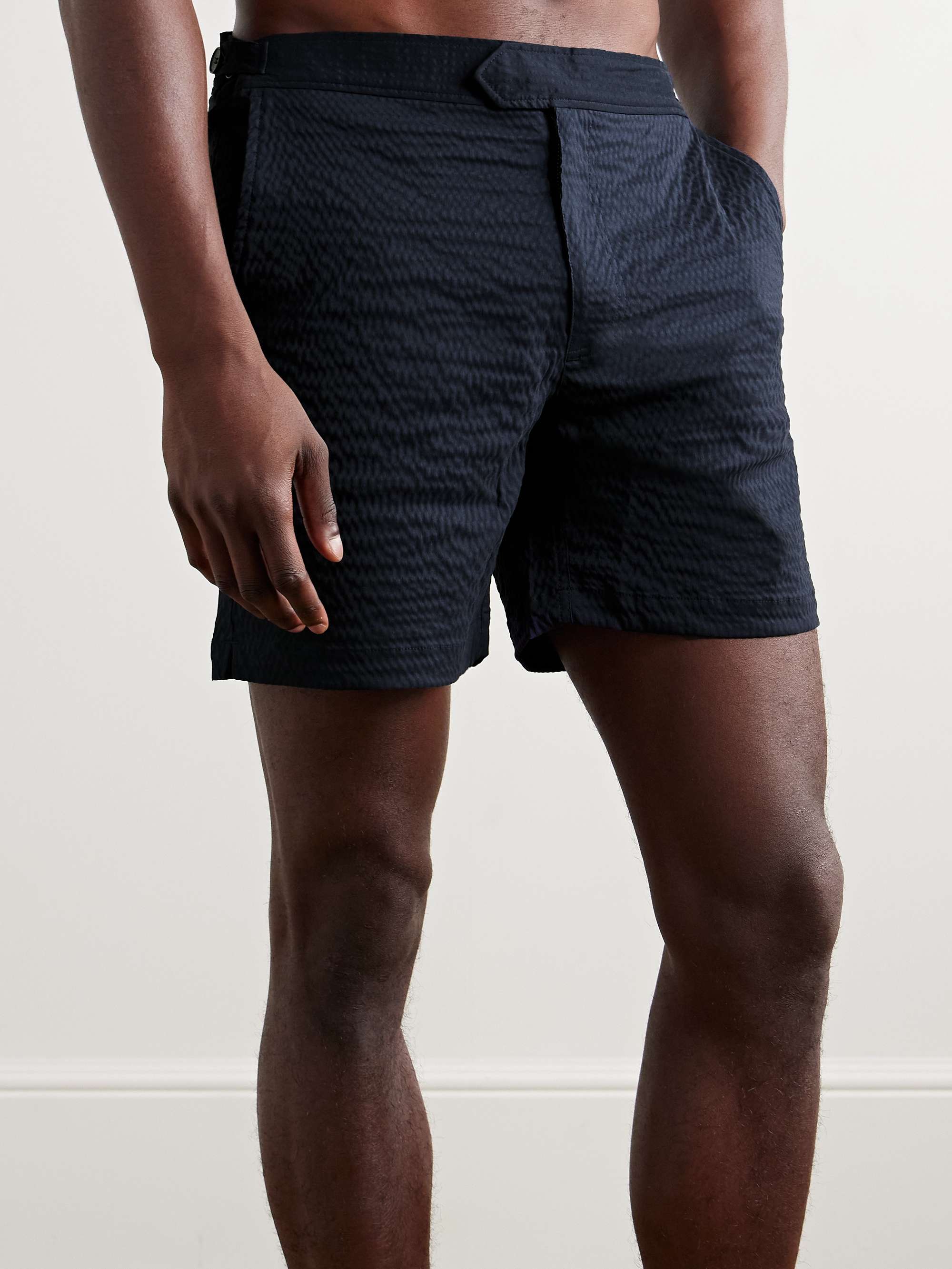 Straight-Leg Mid-Length Seersucker Swim Shorts view