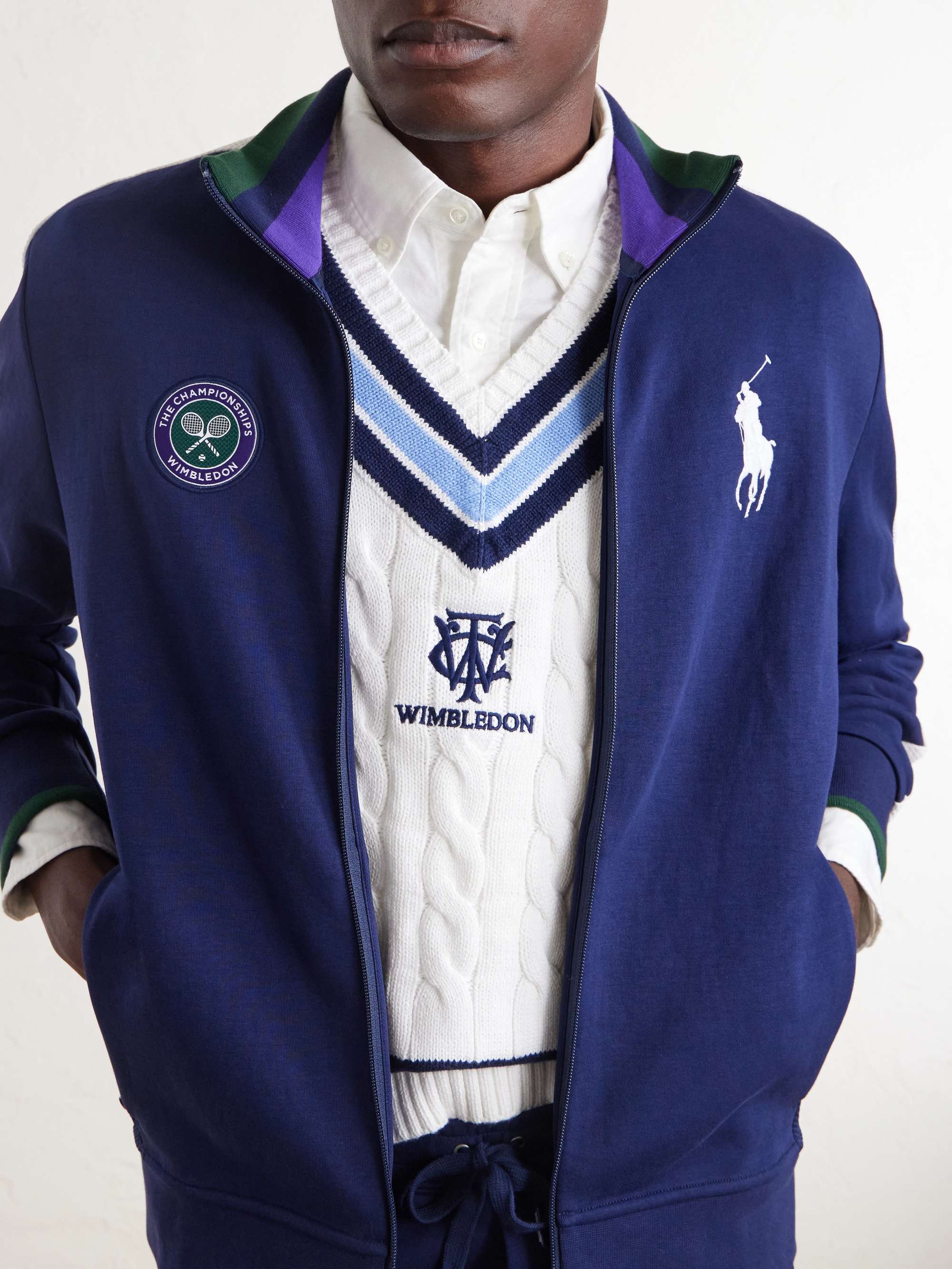 + Wimbledon Mesh-Trimmed Cotton-Blend Jersey Track Jacket view