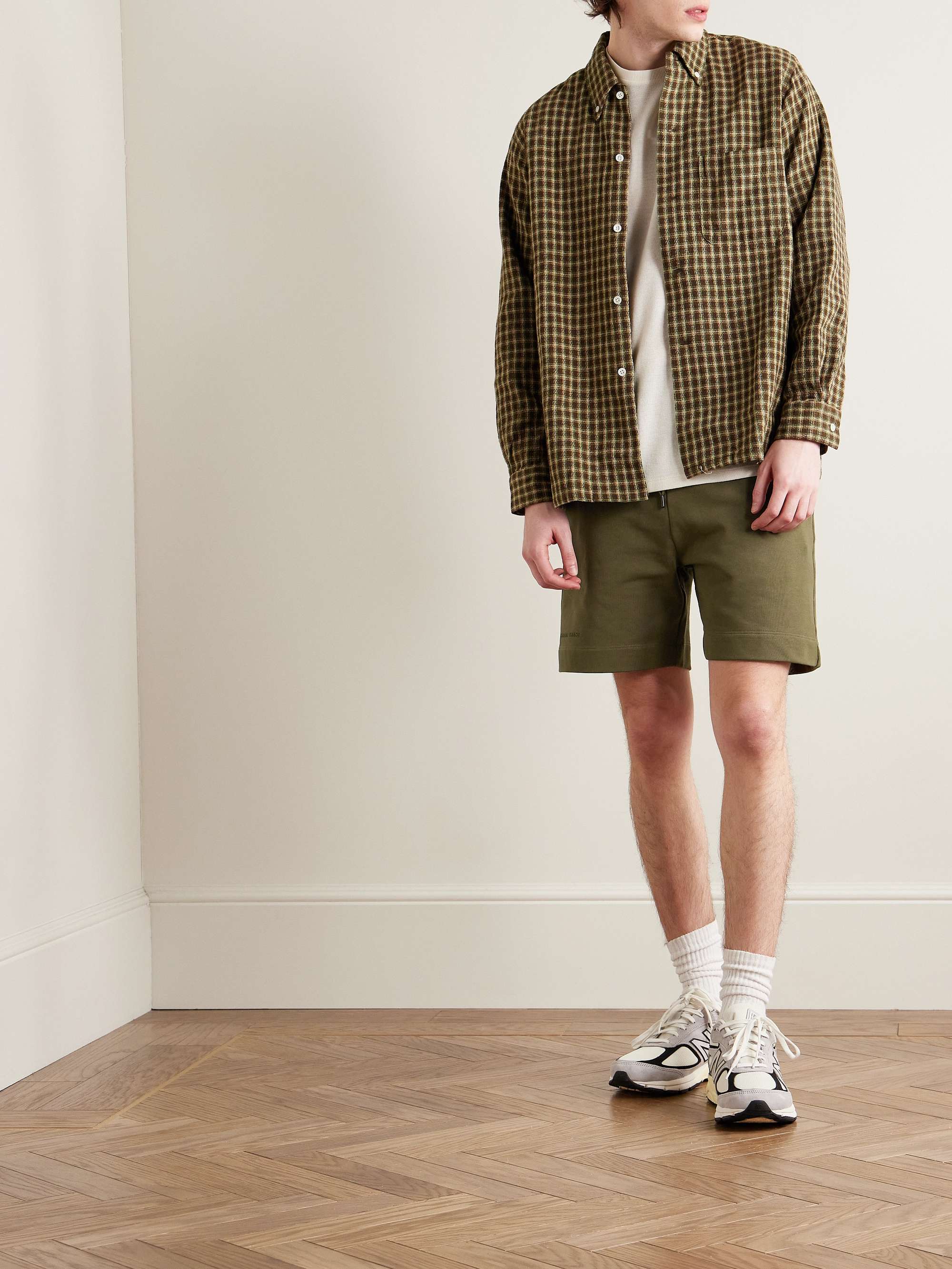 Huron Straight-Leg Logo-Appliquéd Cotton-Jersey Drawstring Shorts view