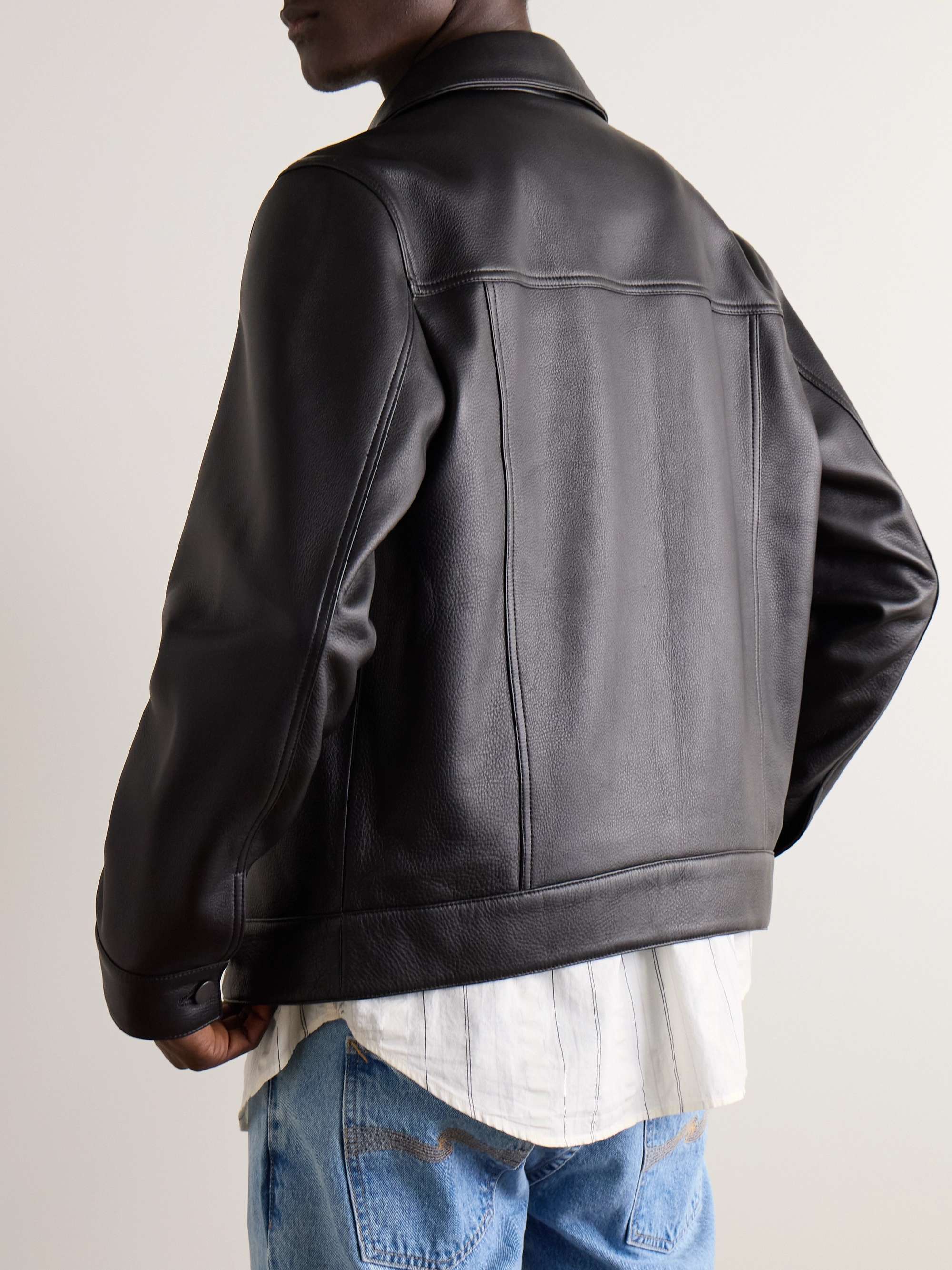Full-Grain Leather Trucker Jacket view