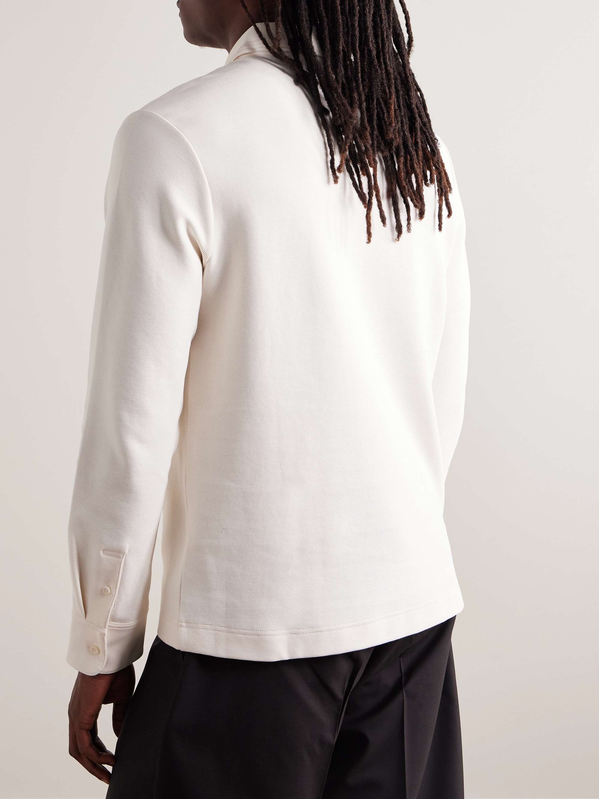 Waffle-Knit Cotton-Blend Polo Shirt view
