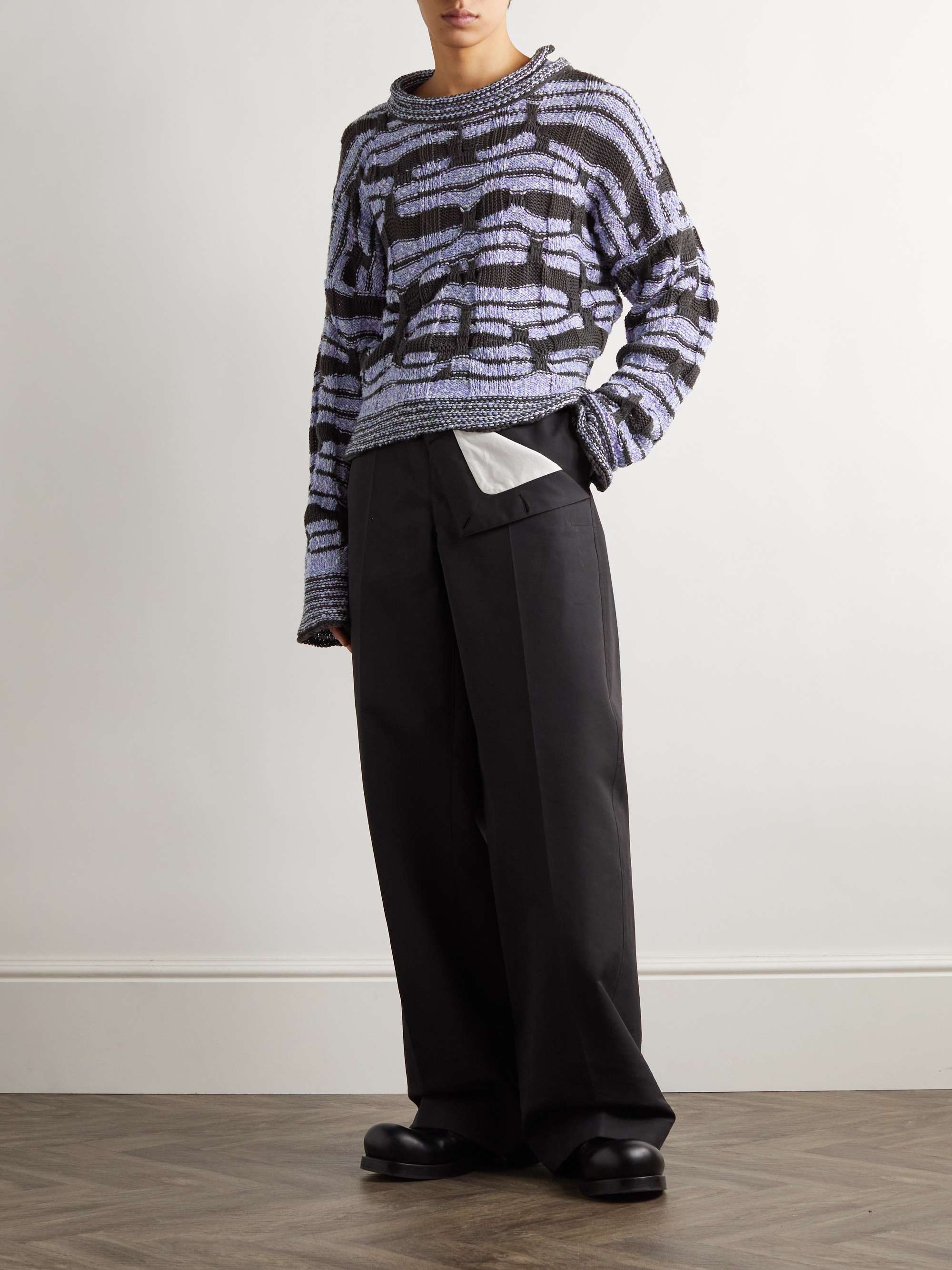 Jacquard-Knitted Cotton Sweater view